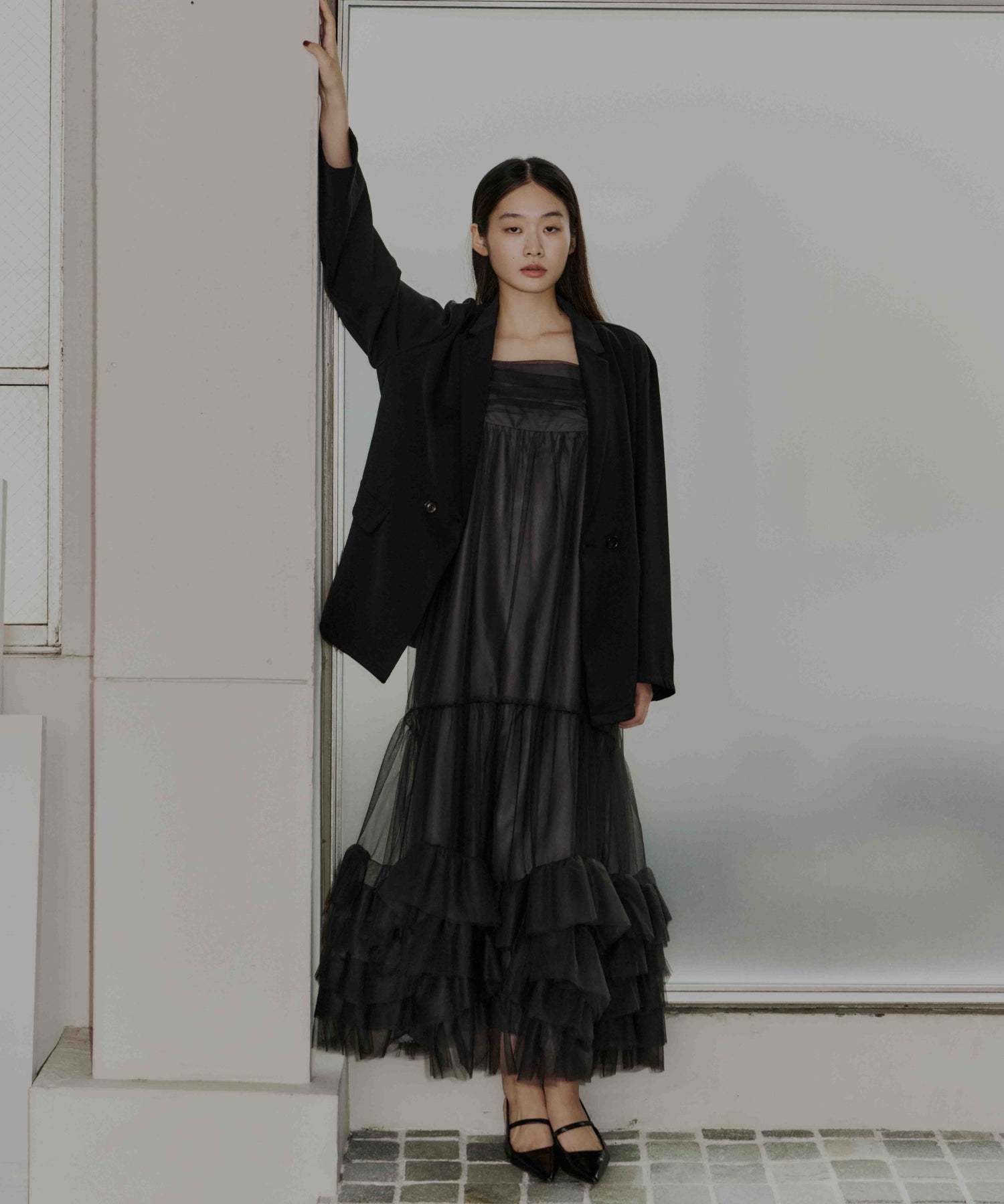 VOLUME TULLE JACKET SET DRESS