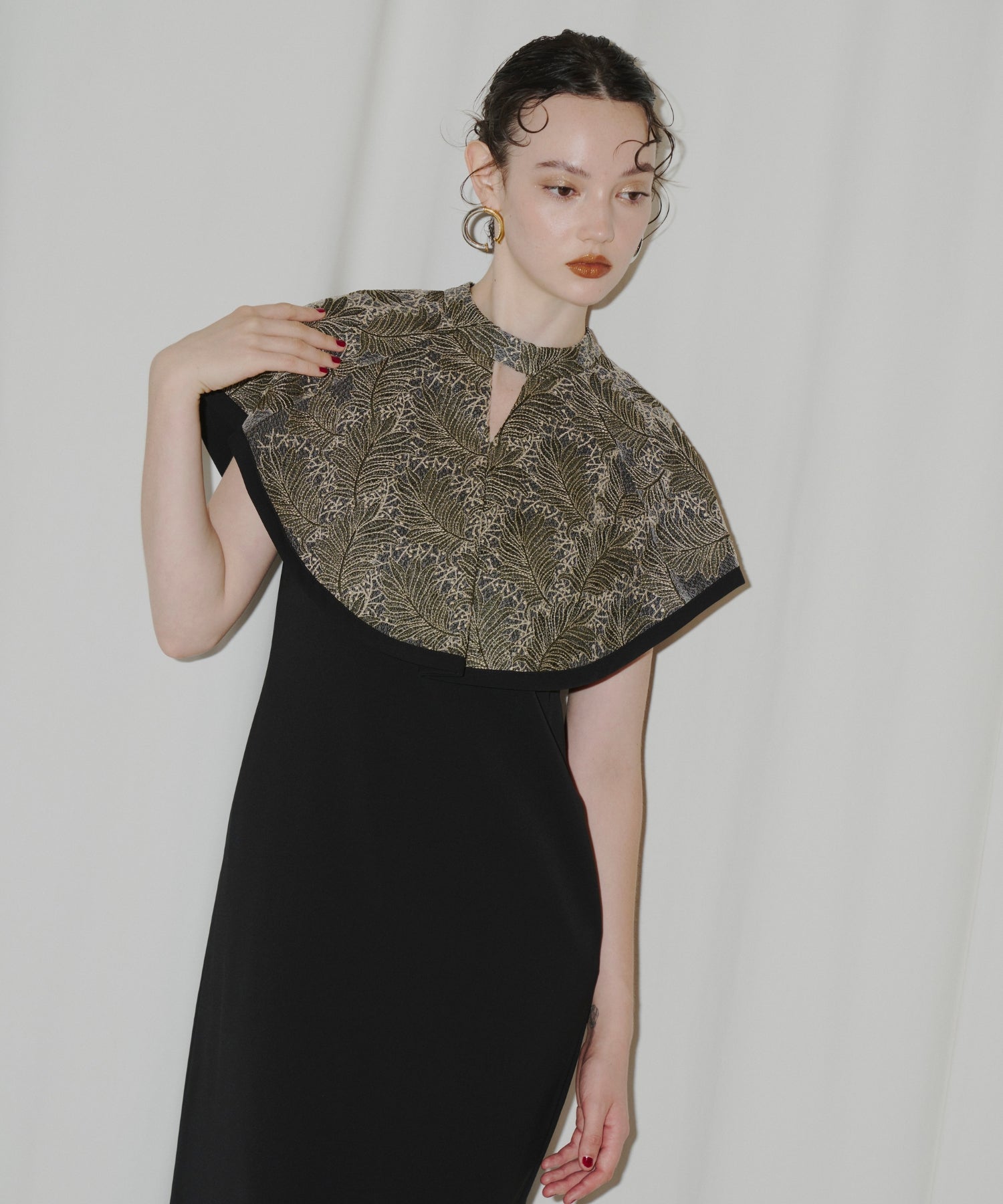 EMBROIDERY CAPE DRESS