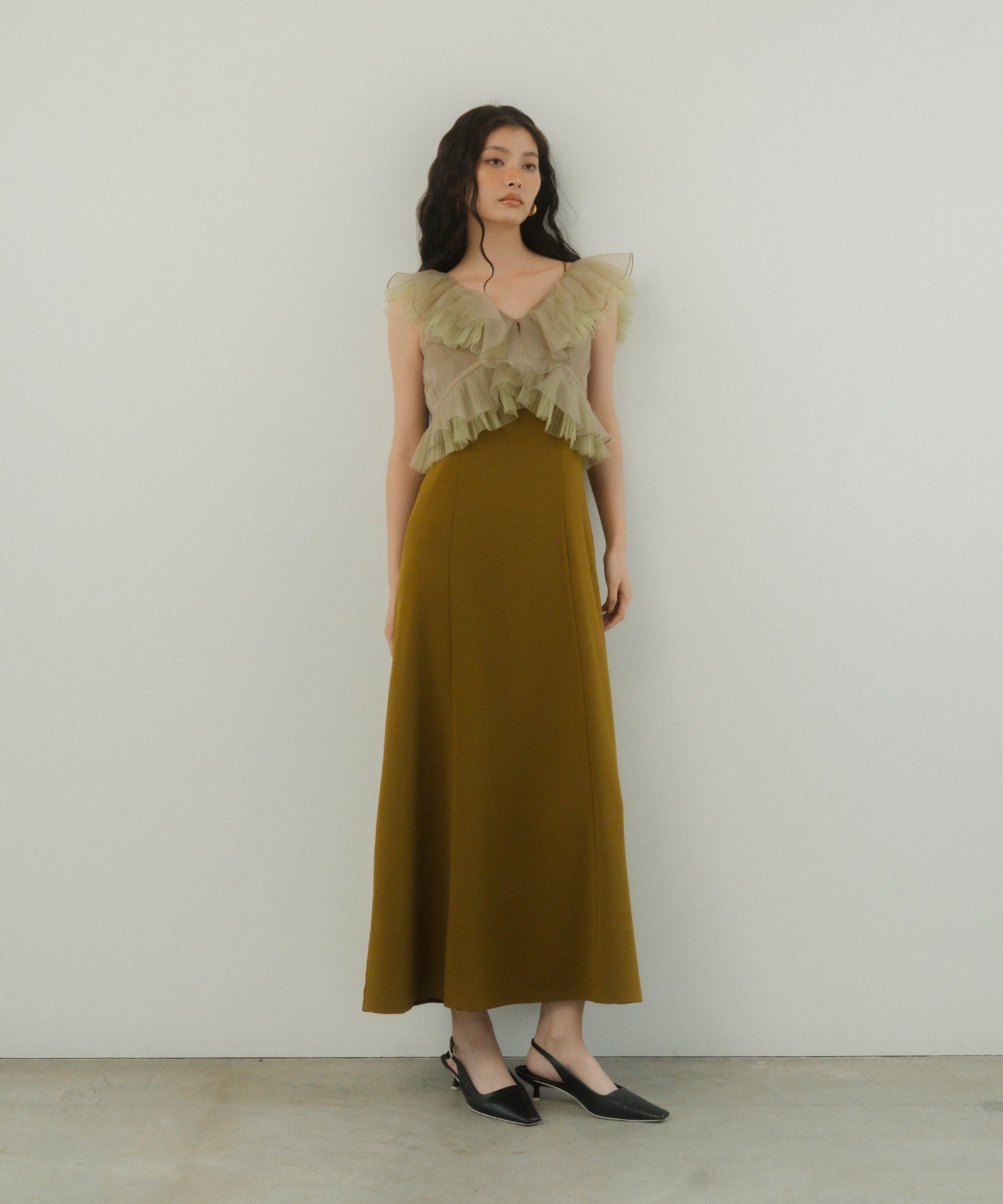 PLEATS TULLE DRESS