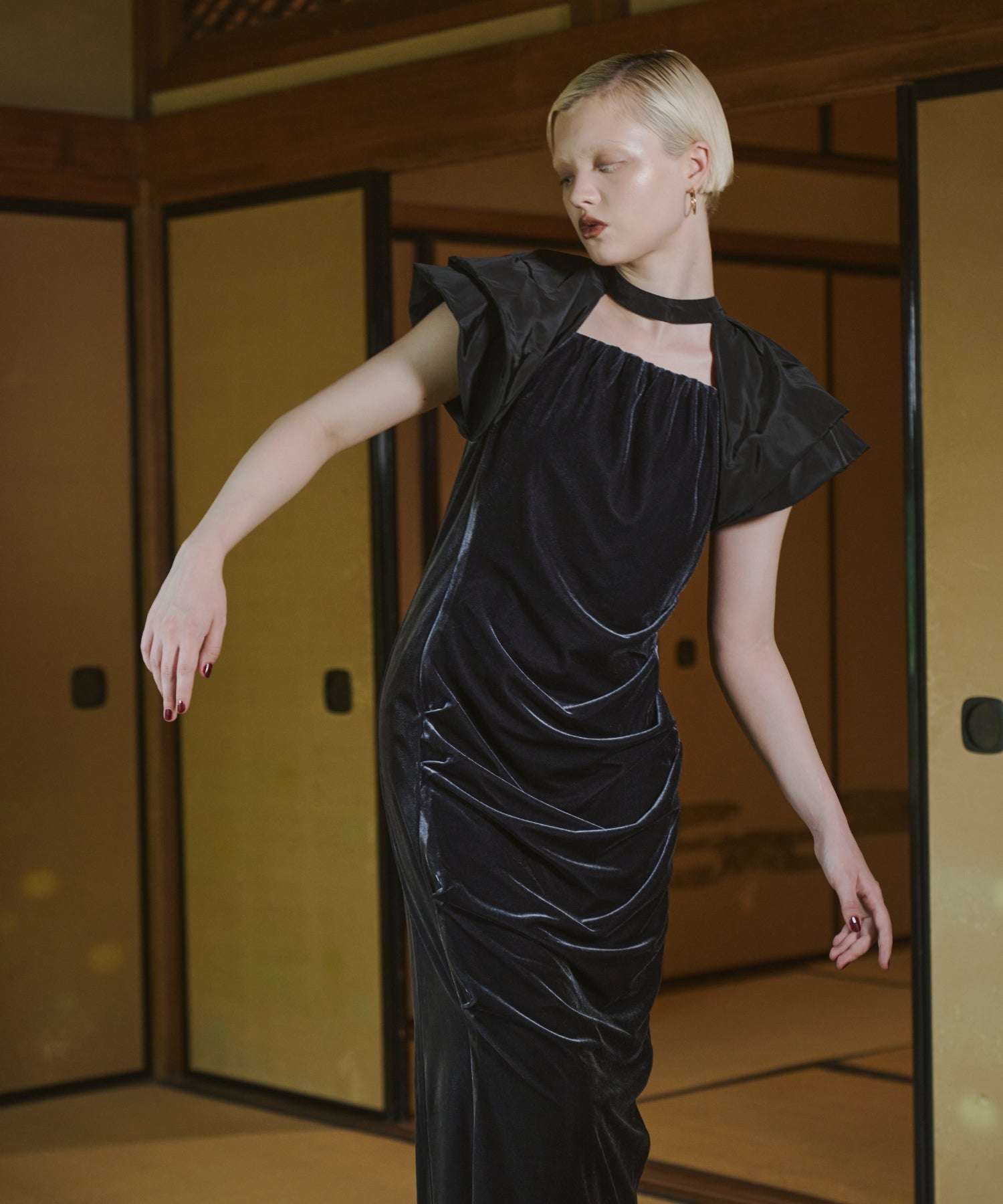 DRAPE VELOUR DRESS