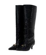 LOGO BUCKLE LONG BOOTS ブラック 横全体物撮り画像