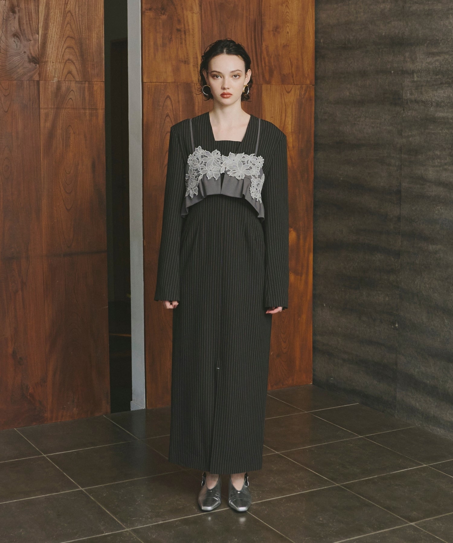 スーツ・フォーマル・ドレス pinstripe tailored bustier dress ANDRESD PINSTRIPE TAILORED BUSTIER DRESS