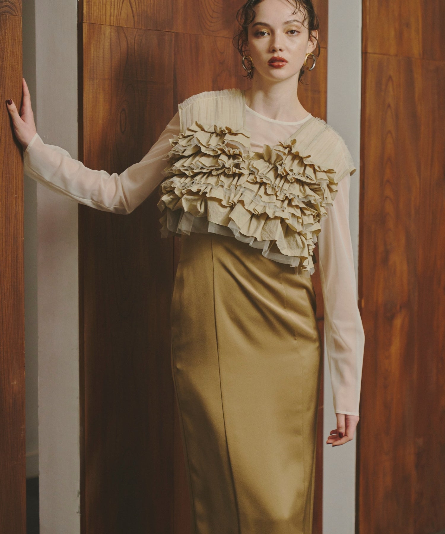 TAFFETA TULLE VEST SET DRESS