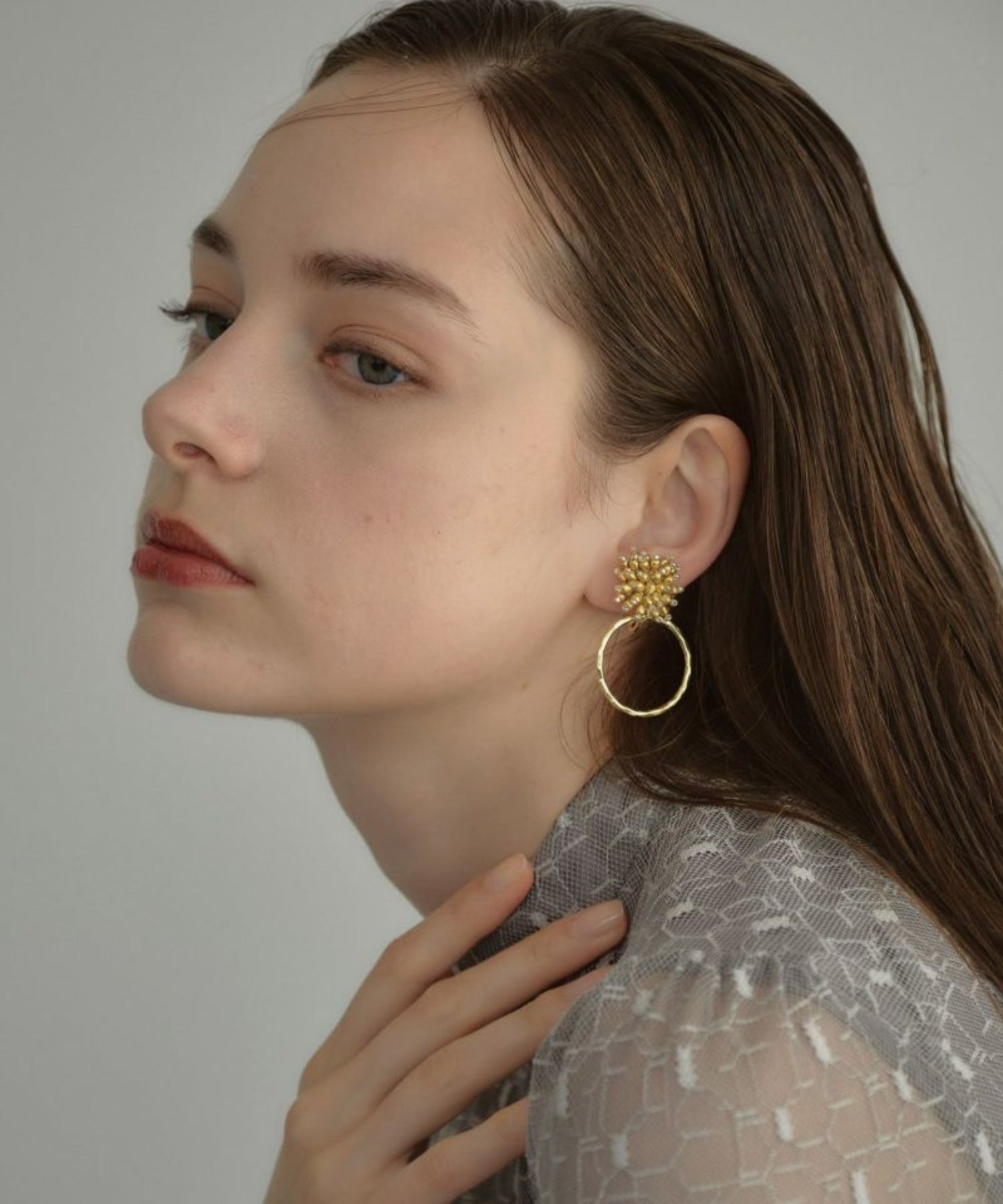 METAL MOTIF BEADS PIERCE / EARRING