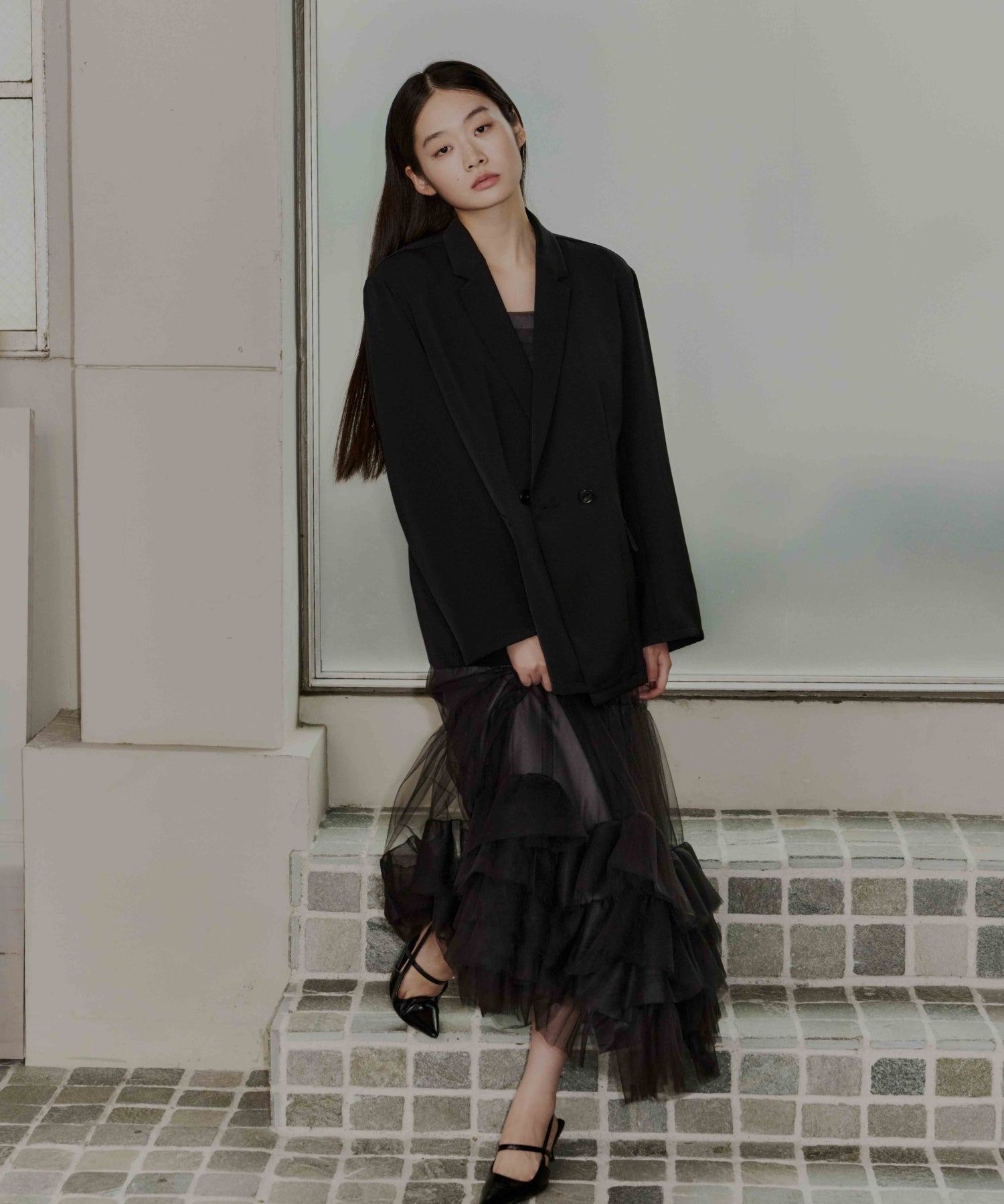 VOLUME TULLE JACKET SET DRESS