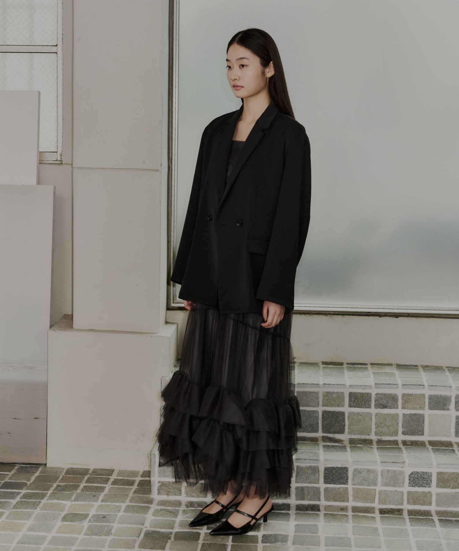 VOLUME TULLE JACKET SET DRESS