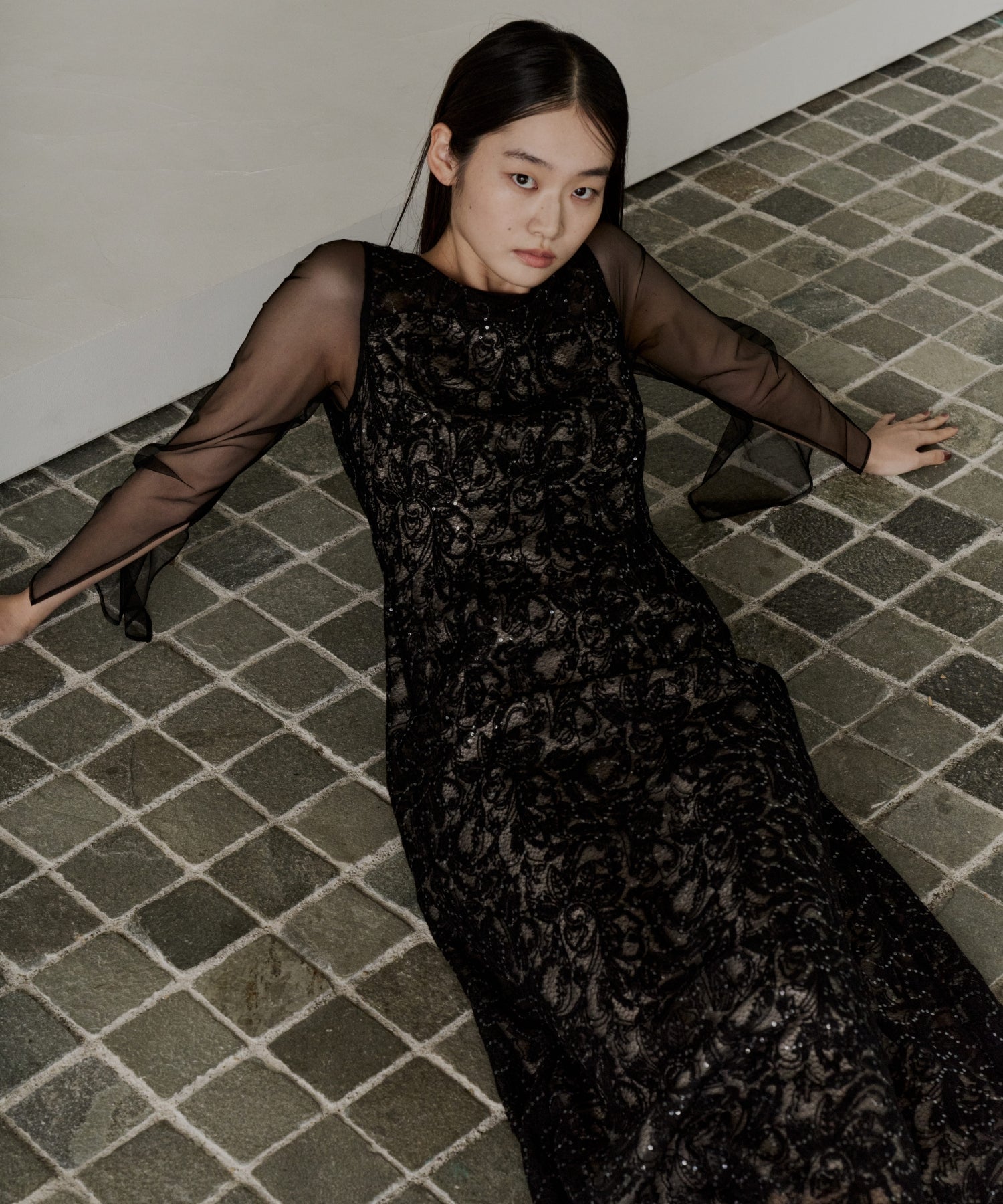 LEAF EMBROIDERY BACK DESIGN DRESS
