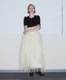 JELLYFISH DRESS アイボリーブラック 正面全着用ポーズ