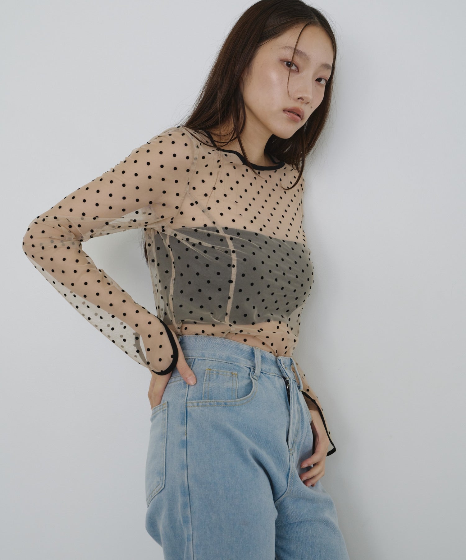 【POPUP】DOT SHEER TOPS