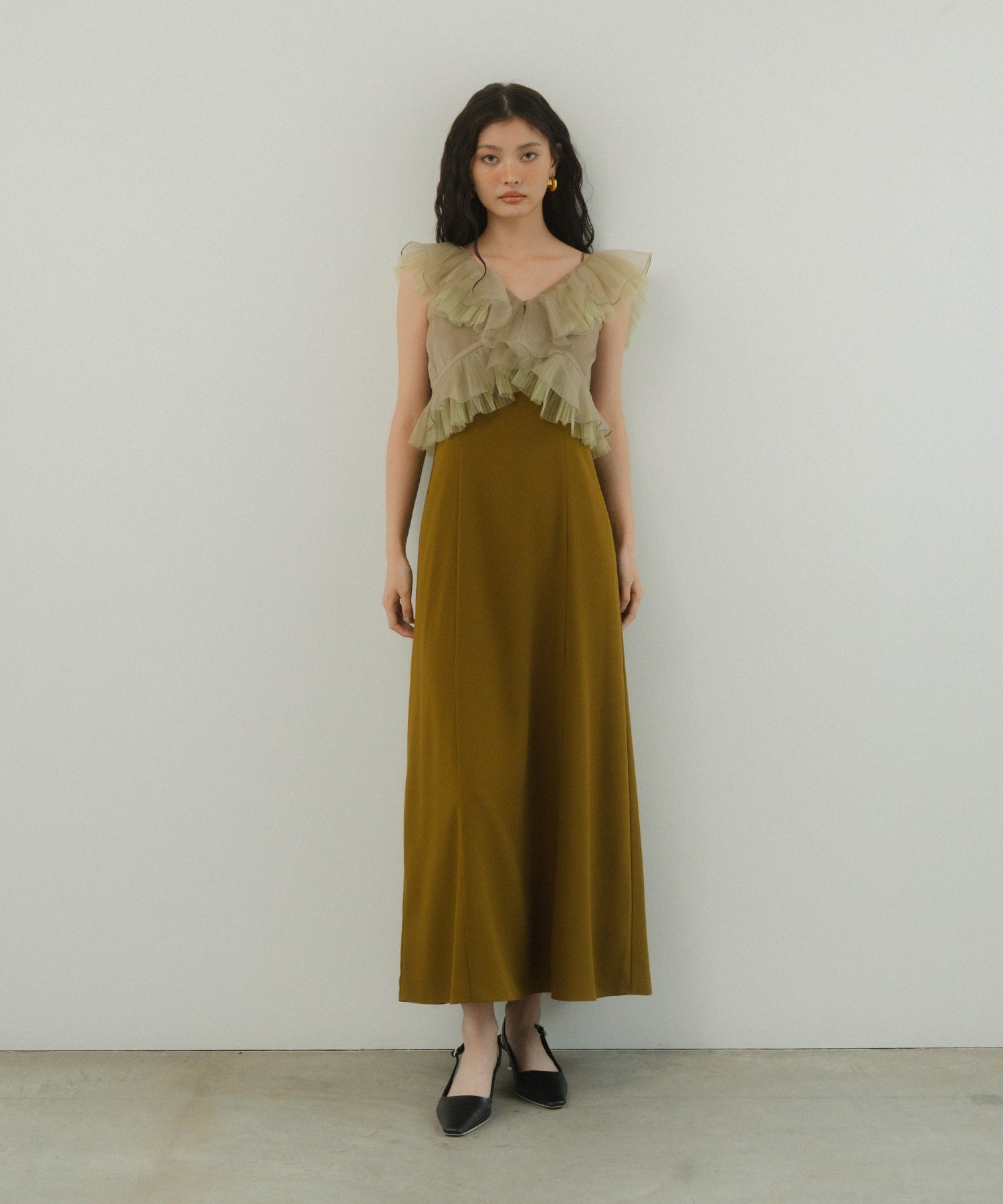 PLEATS TULLE DRESS