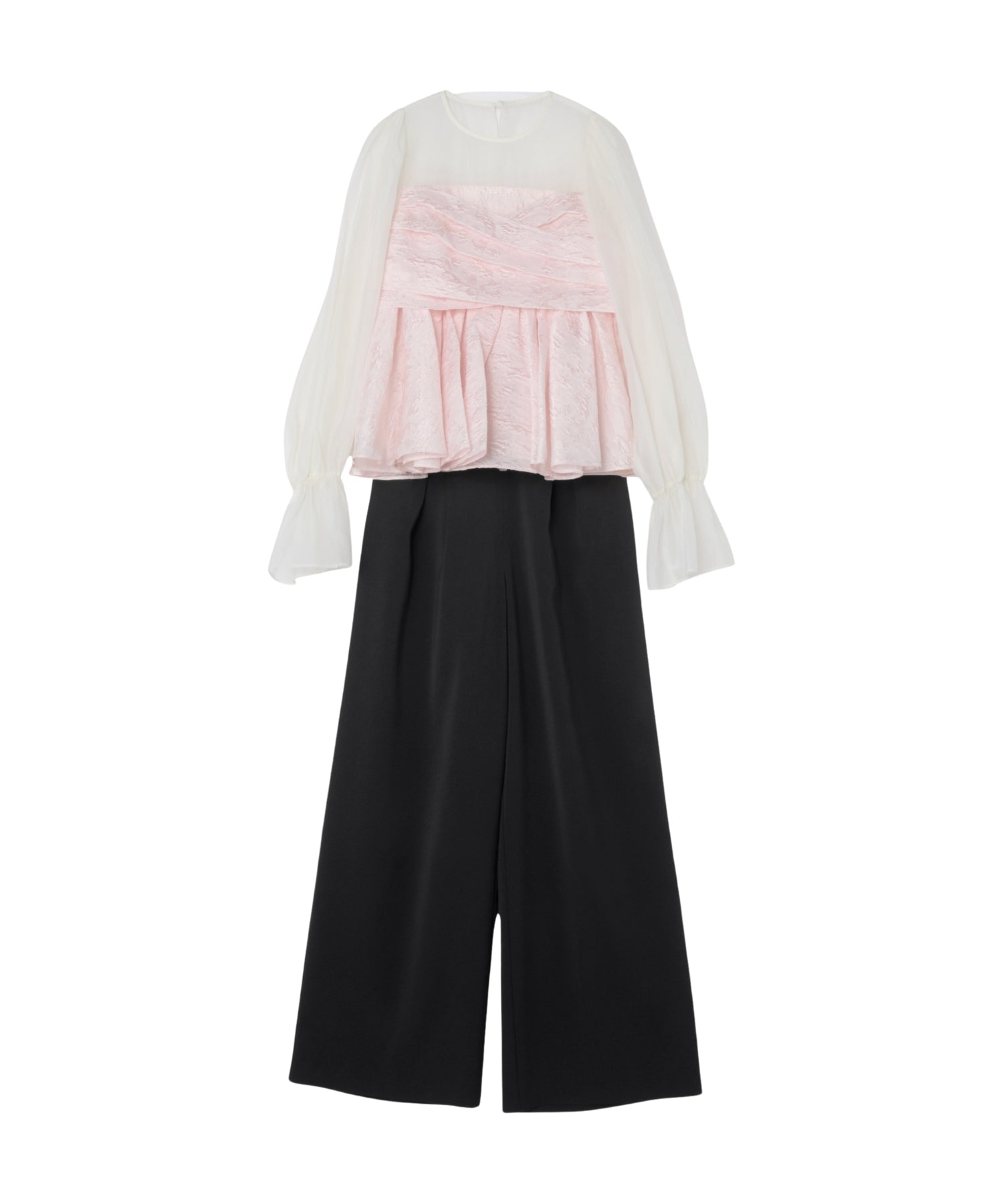 JACQUARD PEPLUM PANTS DRESS
