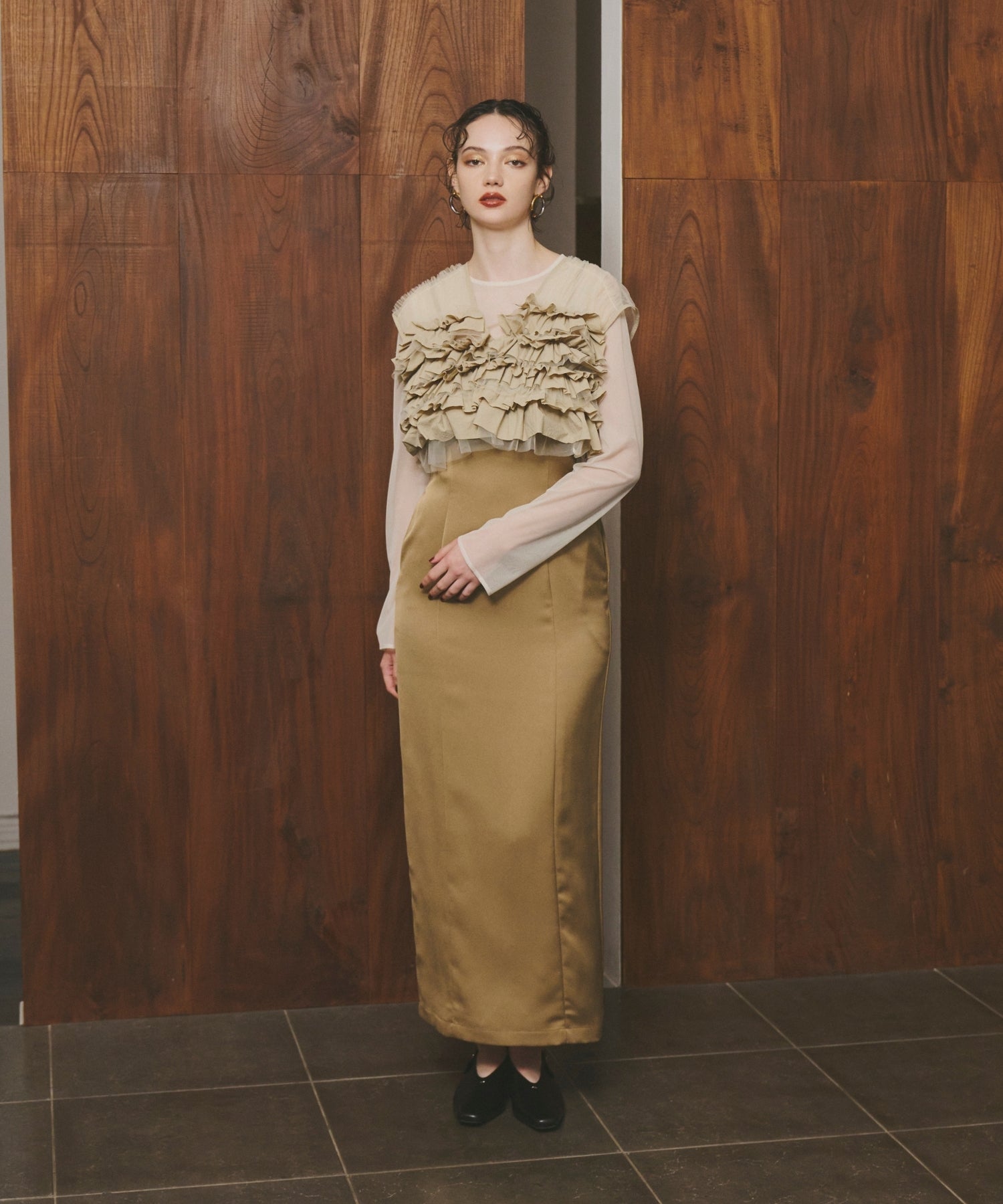 TAFFETA TULLE VEST SET DRESS