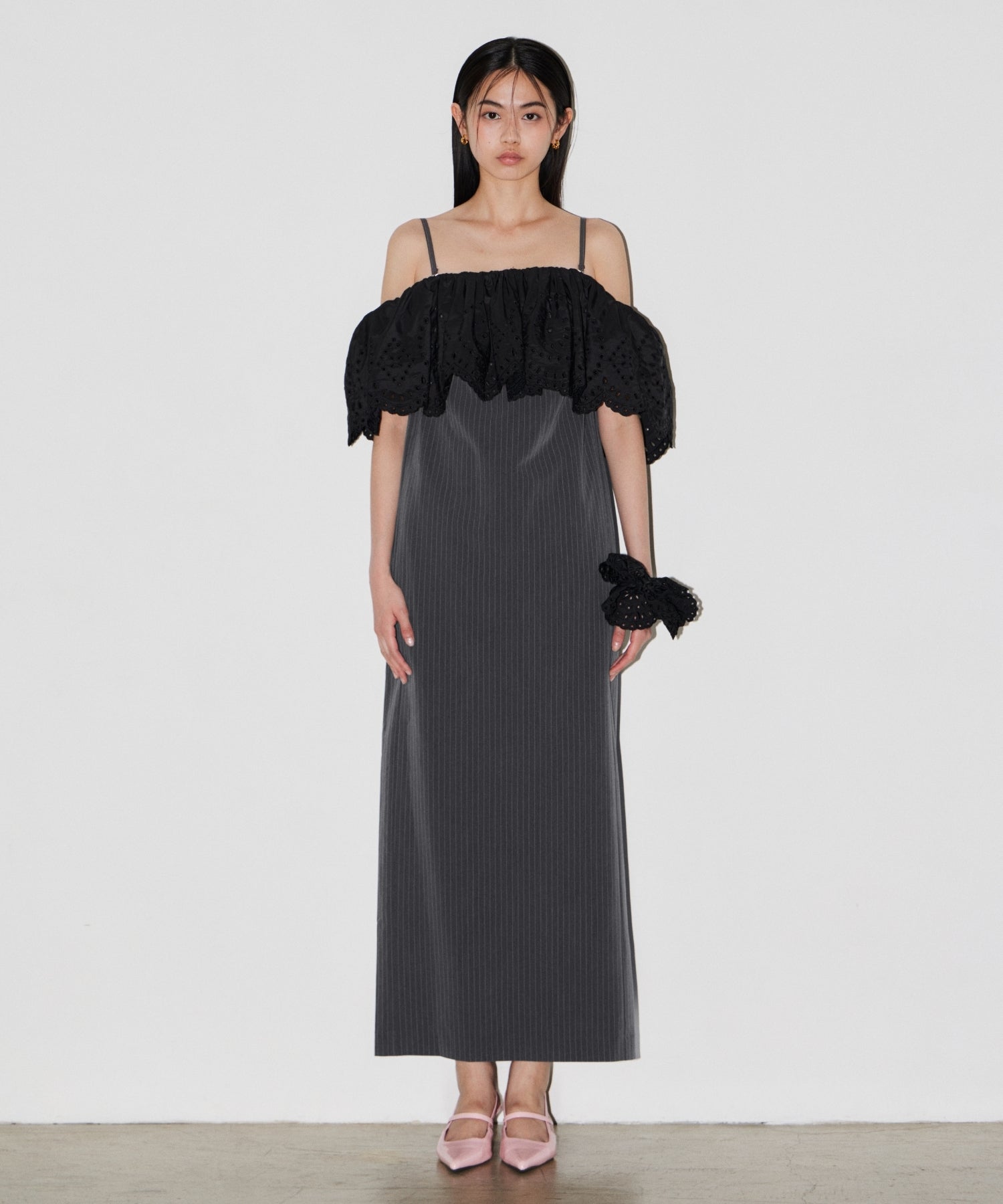 CUTWORK FRILL DRESS