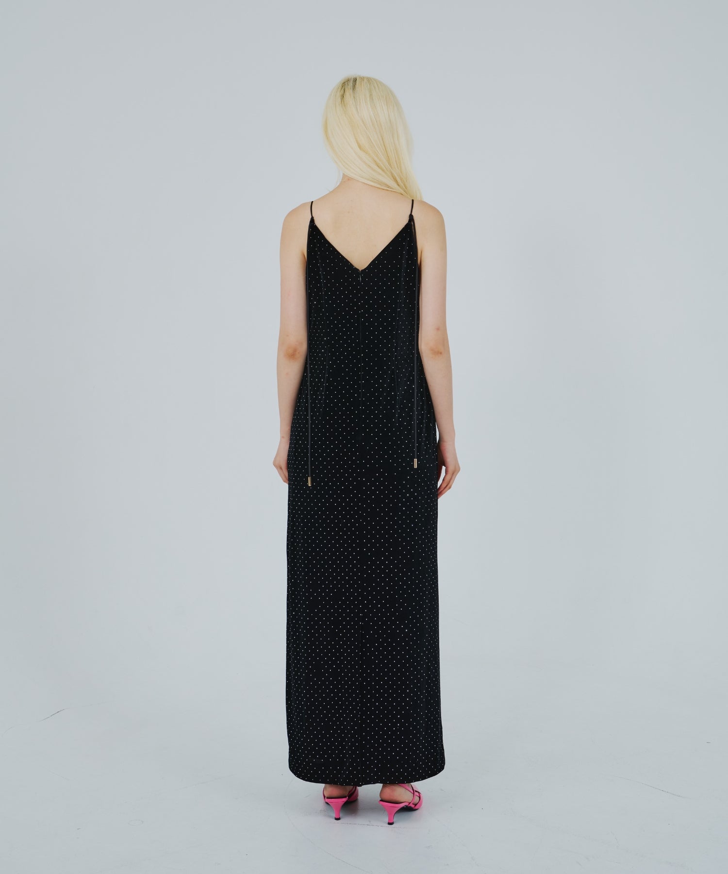 CURVED SQUARE VELOUR DRESS