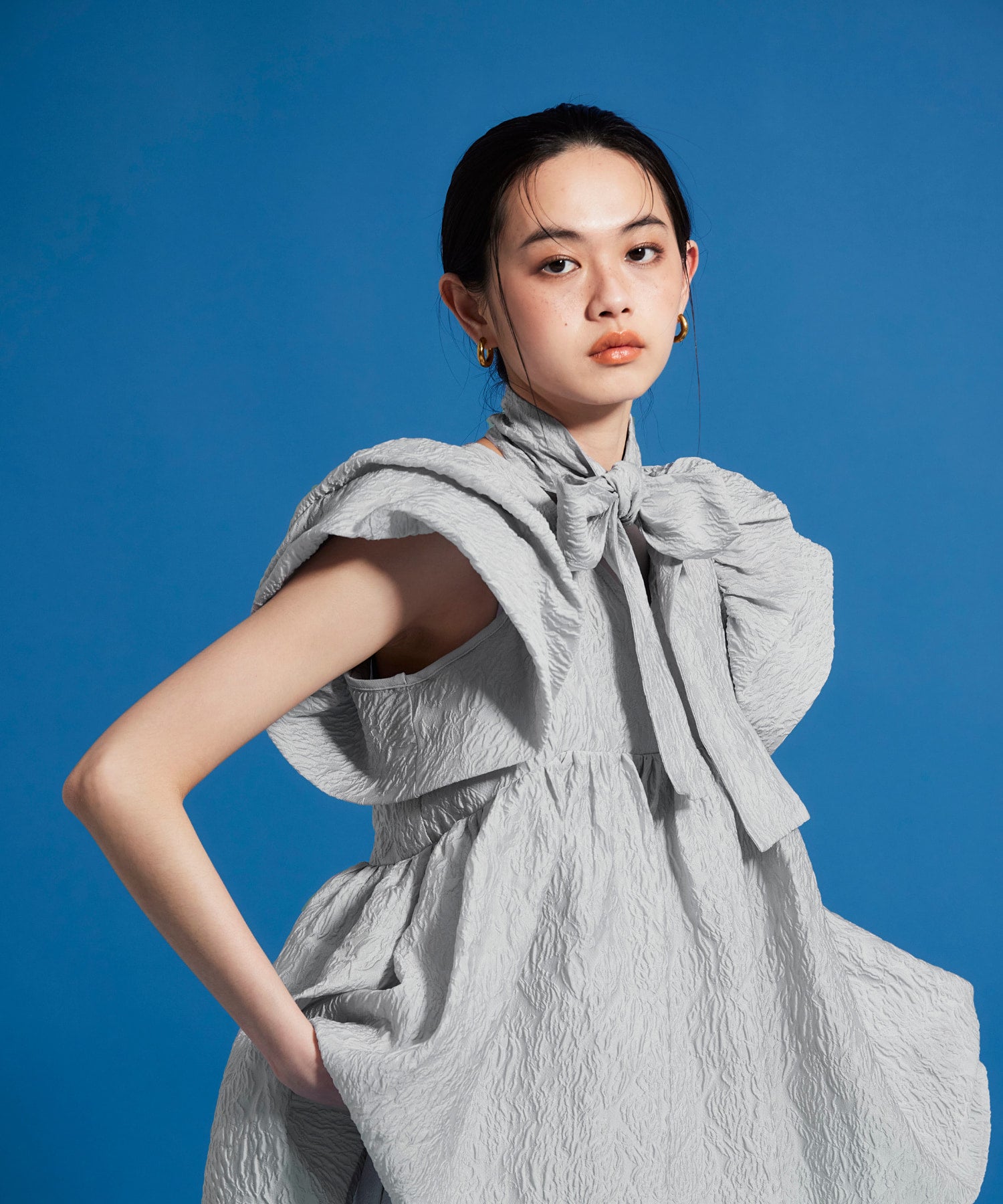 SHEER JACQUARD PEPLUM TOPS