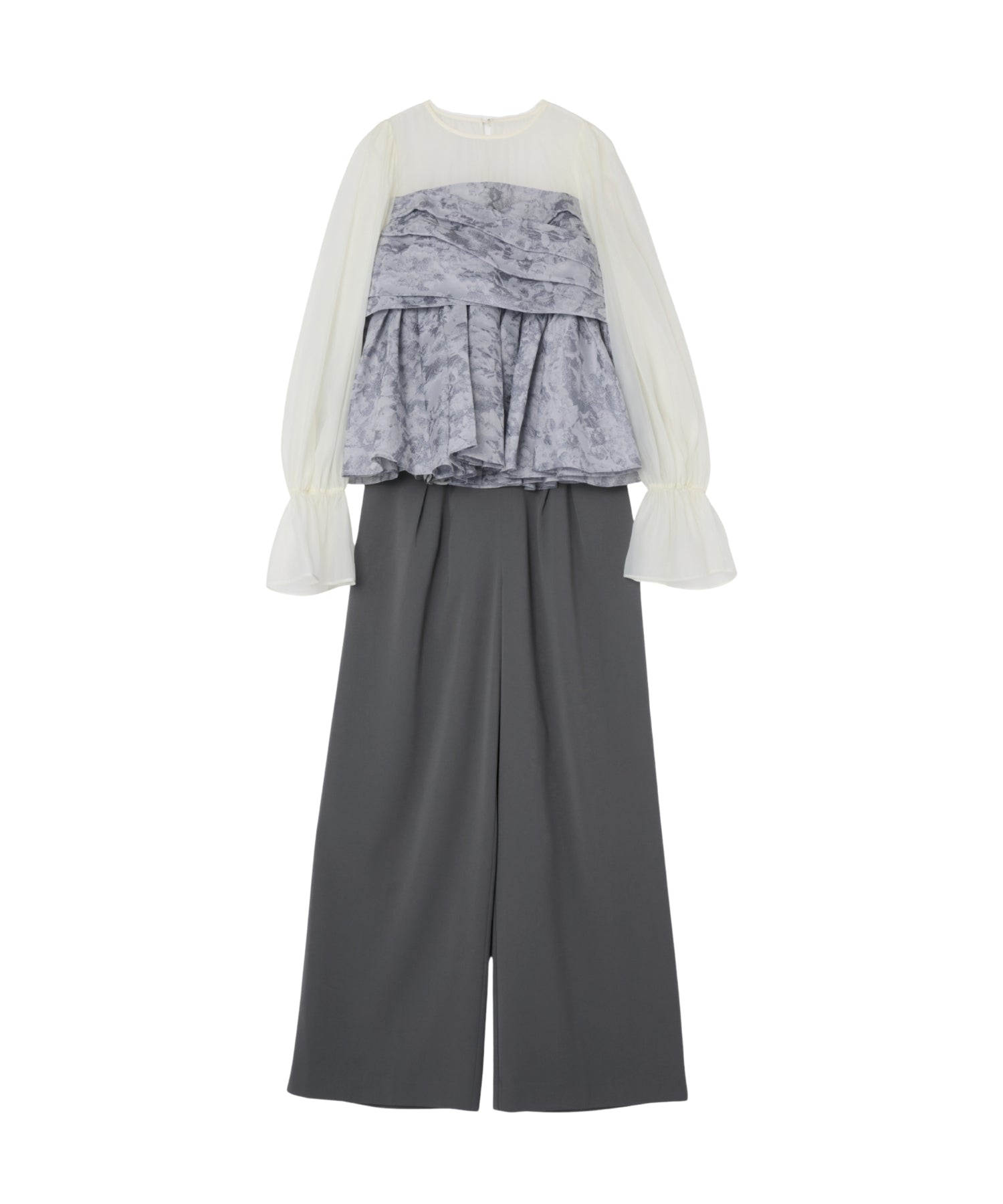 JACQUARD PEPLUM PANTS DRESS