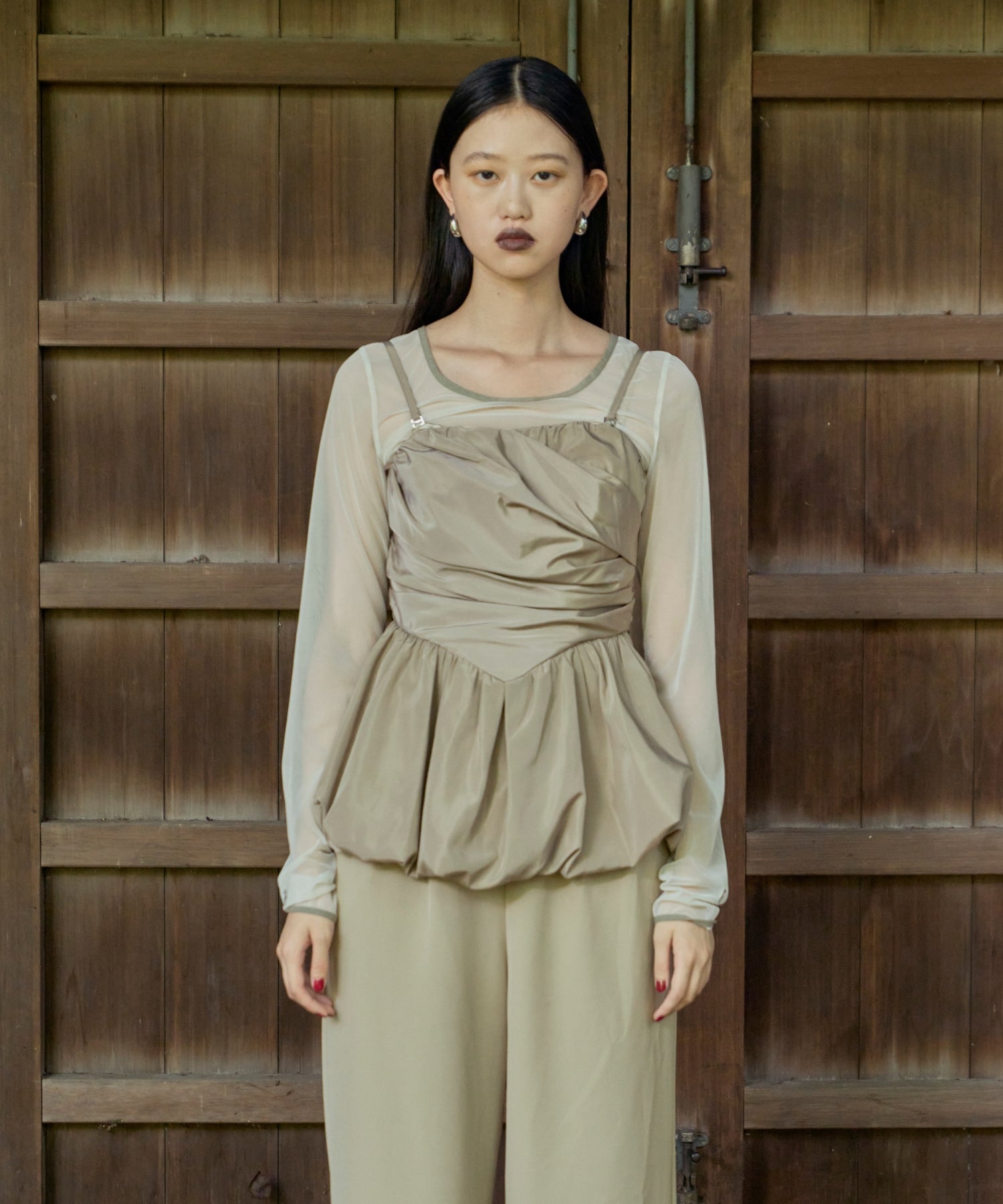 SHIRRING GATHER SETUP DRESS