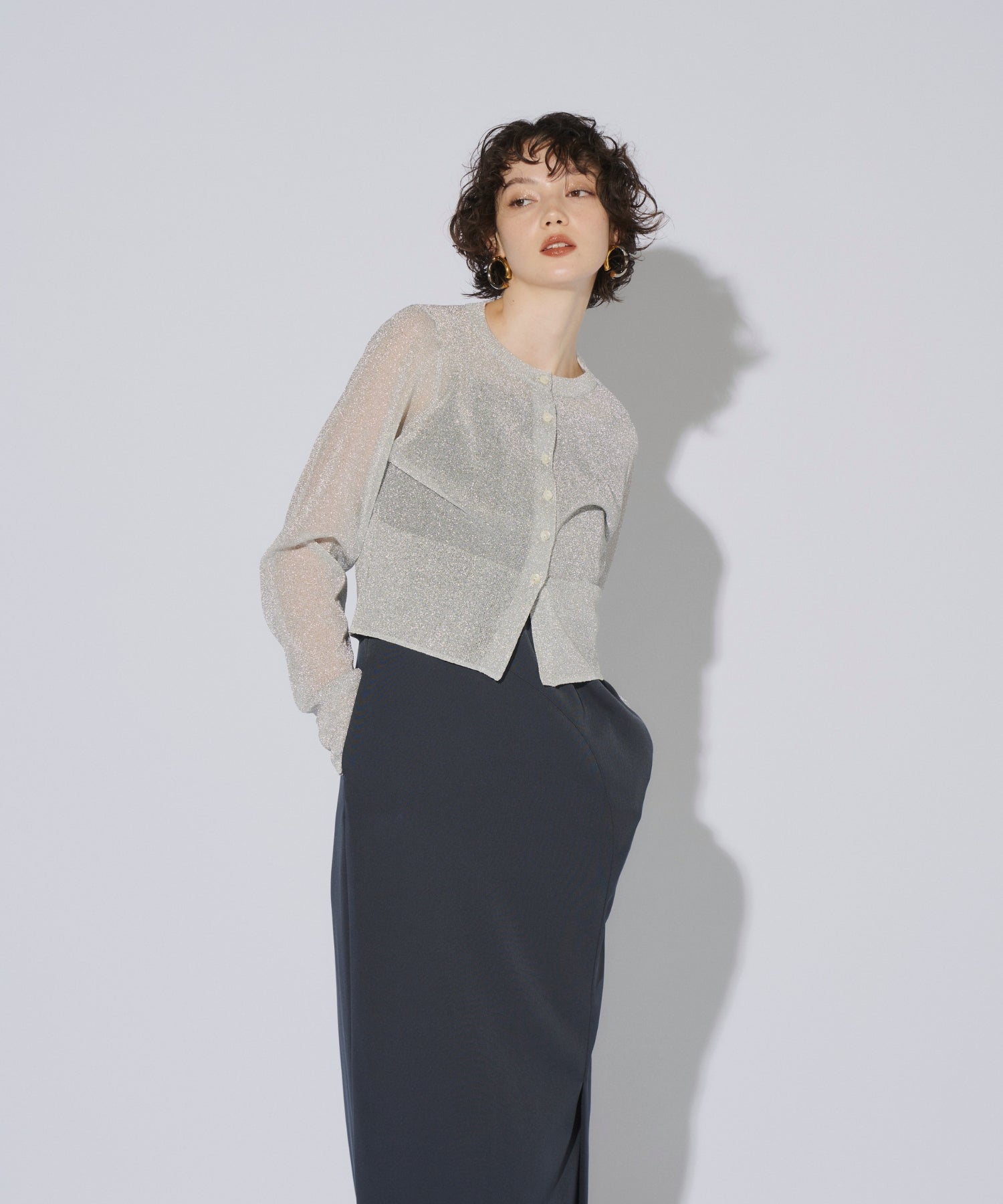 GLITTER CREW NECK CARDIGAN