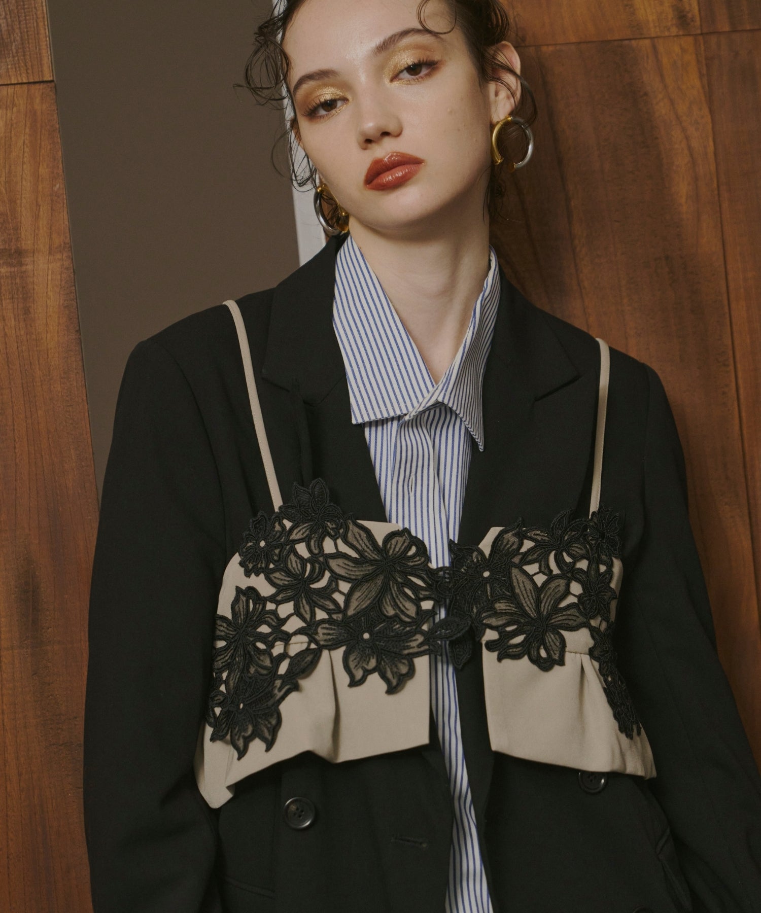 PINSTRIPE TAILORED BUSTIER DRESS