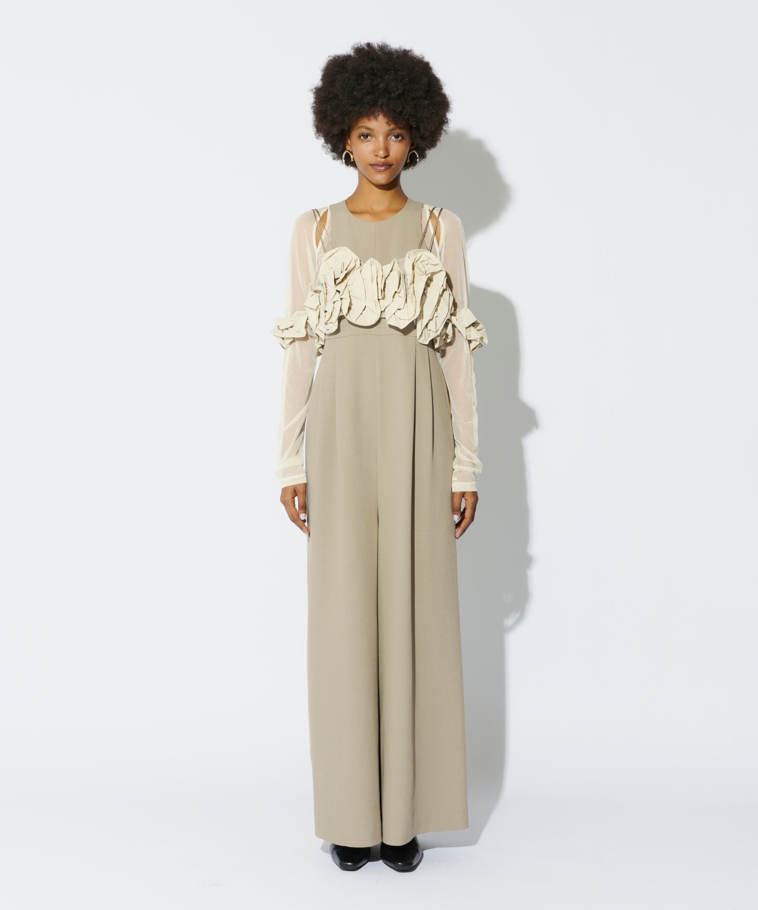 RUFFLED BUSTIER PANTS DRESS