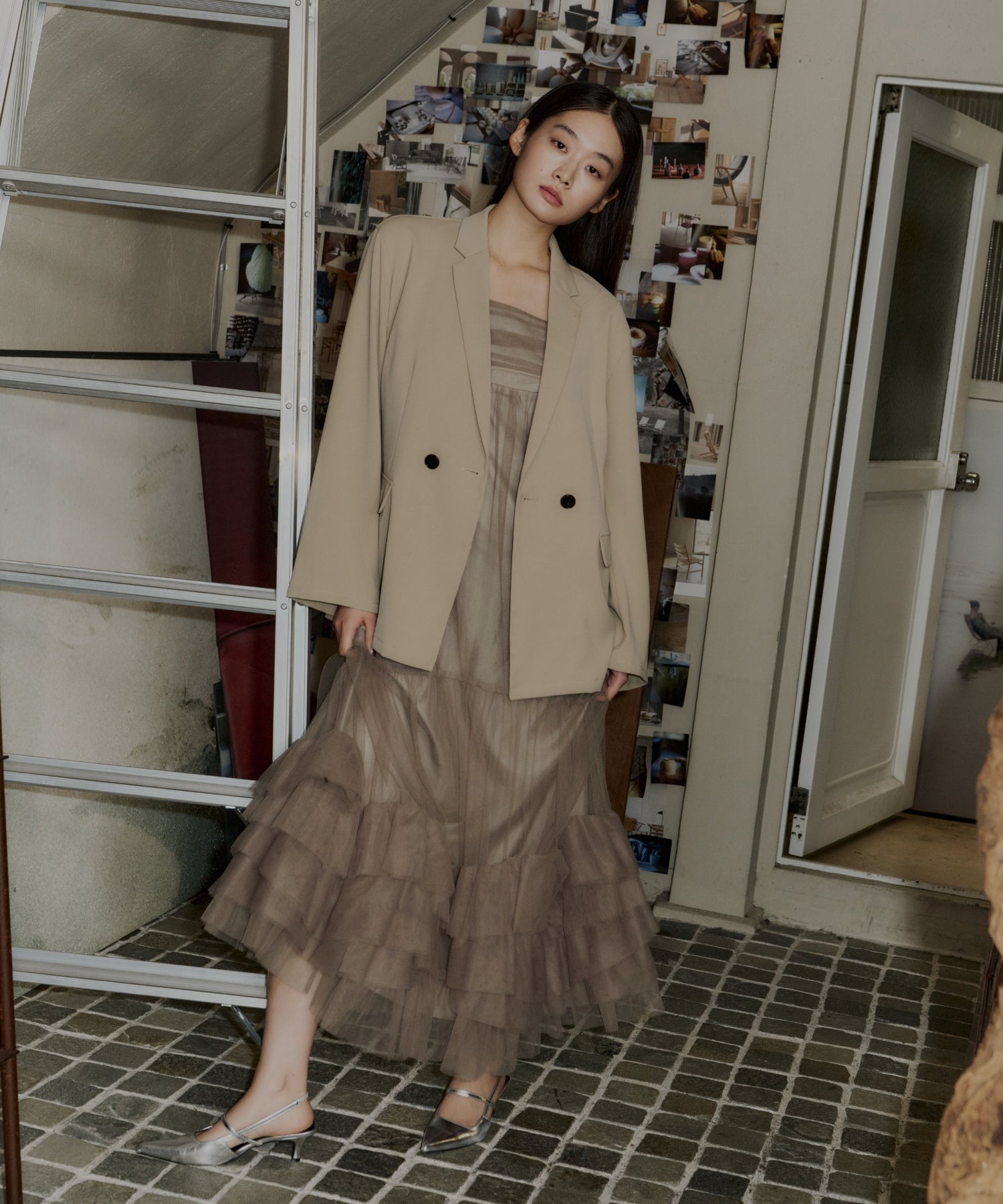 VOLUME TULLE JACKET SET DRESS