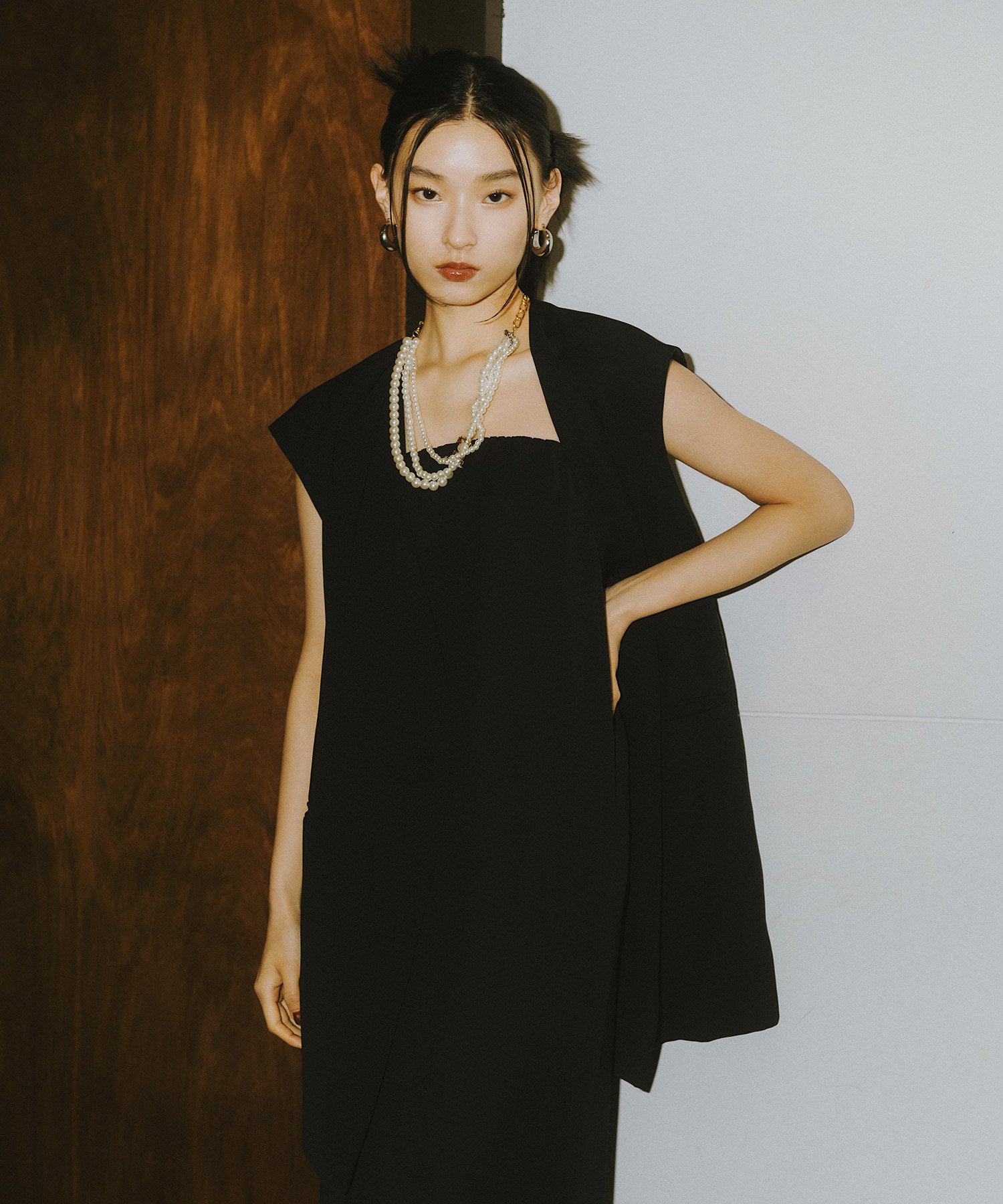 BACK SHEER GILET SETUP DRESS