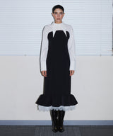 TAILORED FRILL DRESS ブラック 正面着用全身