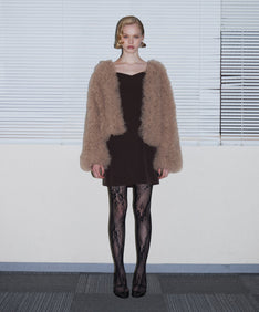 VOLUME TULLE JACKET  ベージュ 正面全身