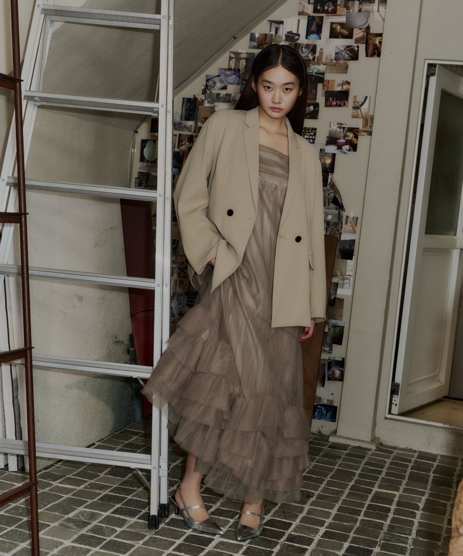 VOLUME TULLE JACKET SET DRESS