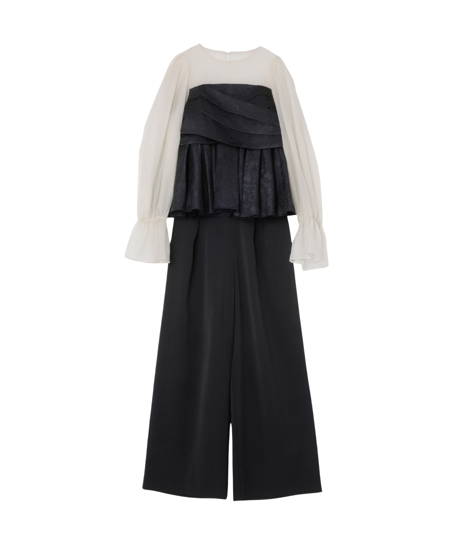 JACQUARD PEPLUM PANTS DRESS