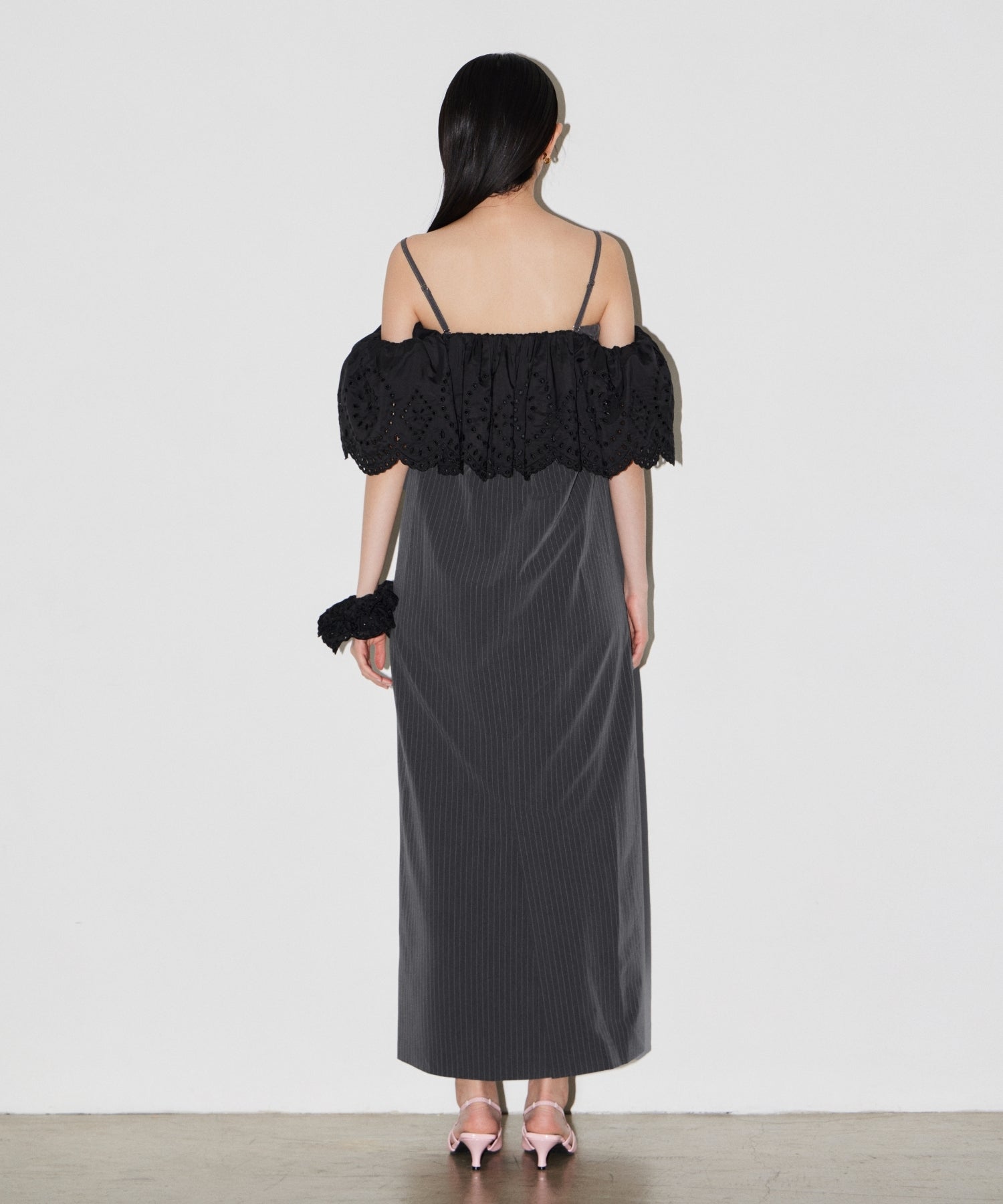 CUTWORK FRILL DRESS