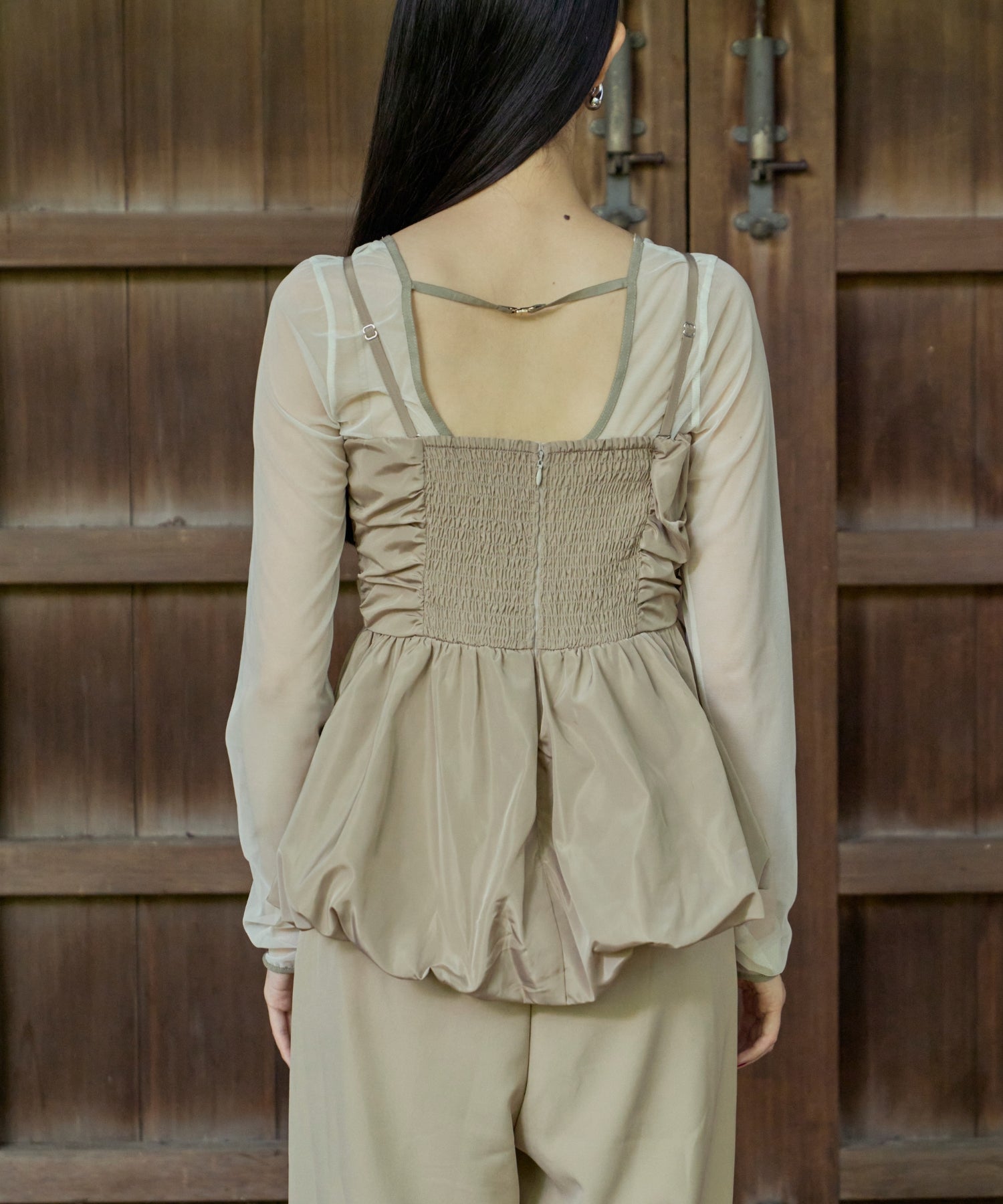 SHIRRING GATHER SETUP DRESS