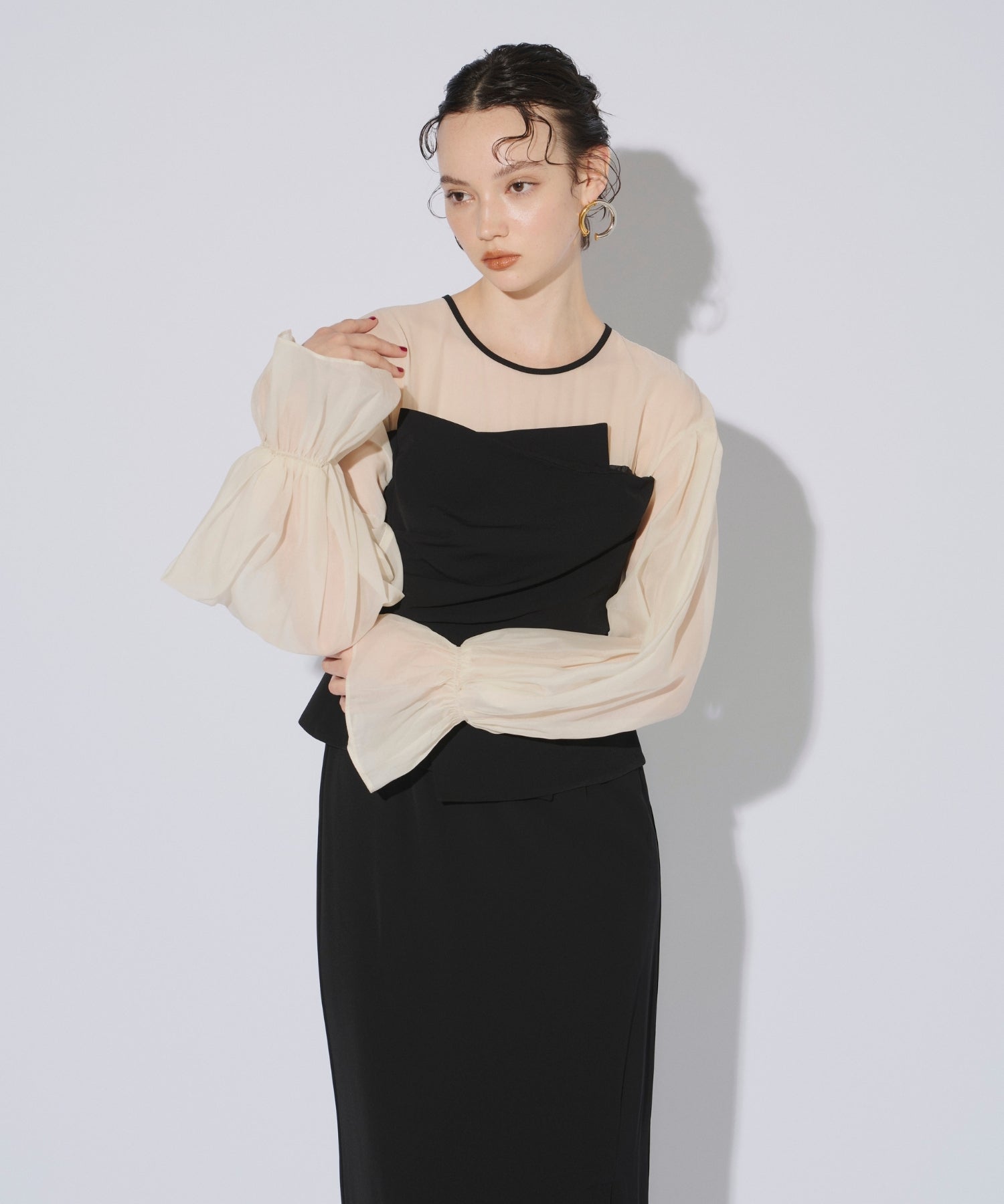 DRAPED BUSTIER DRESS