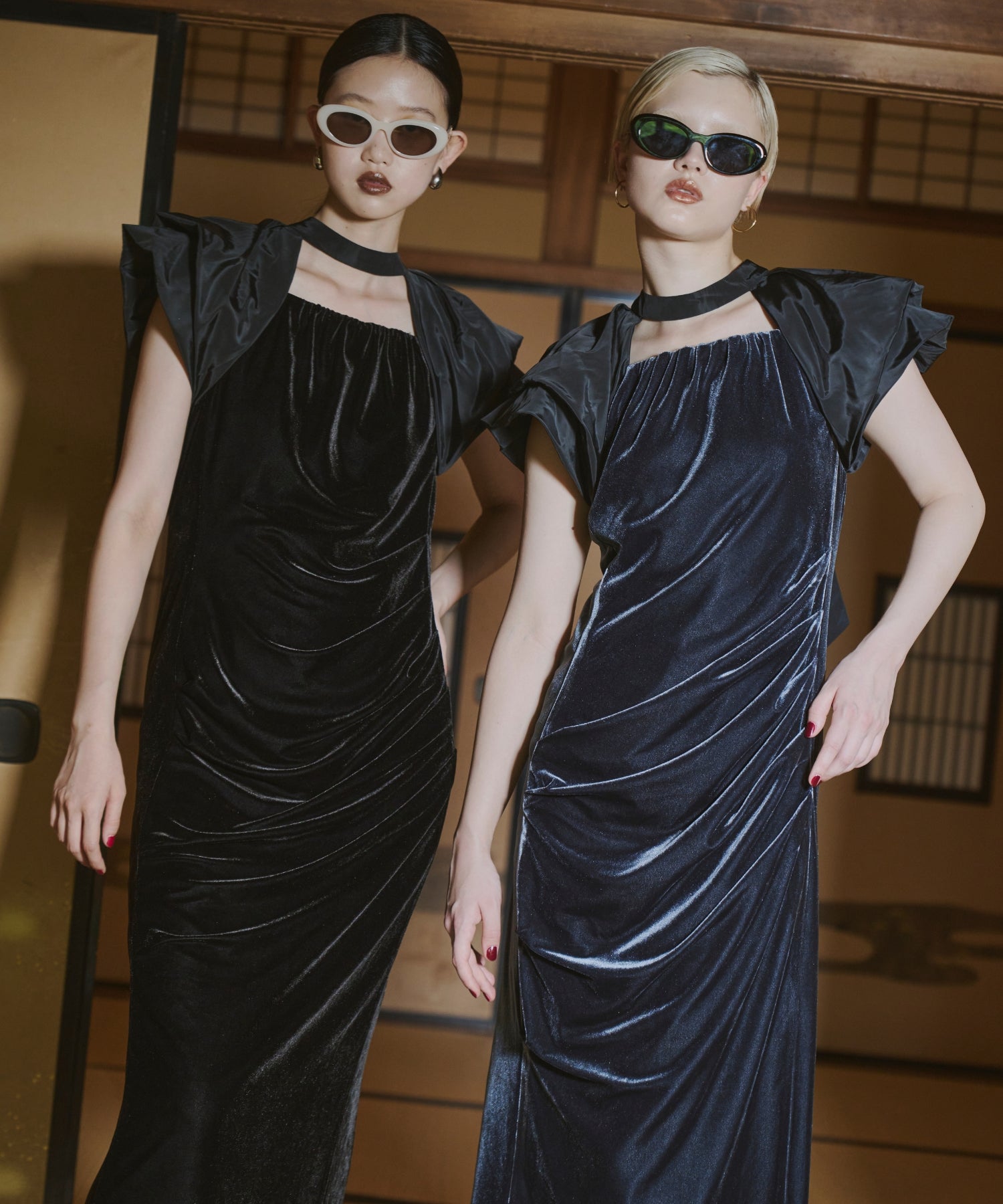 【M】ANDRESD drape velour dress DRAPE VELOUR DRESS