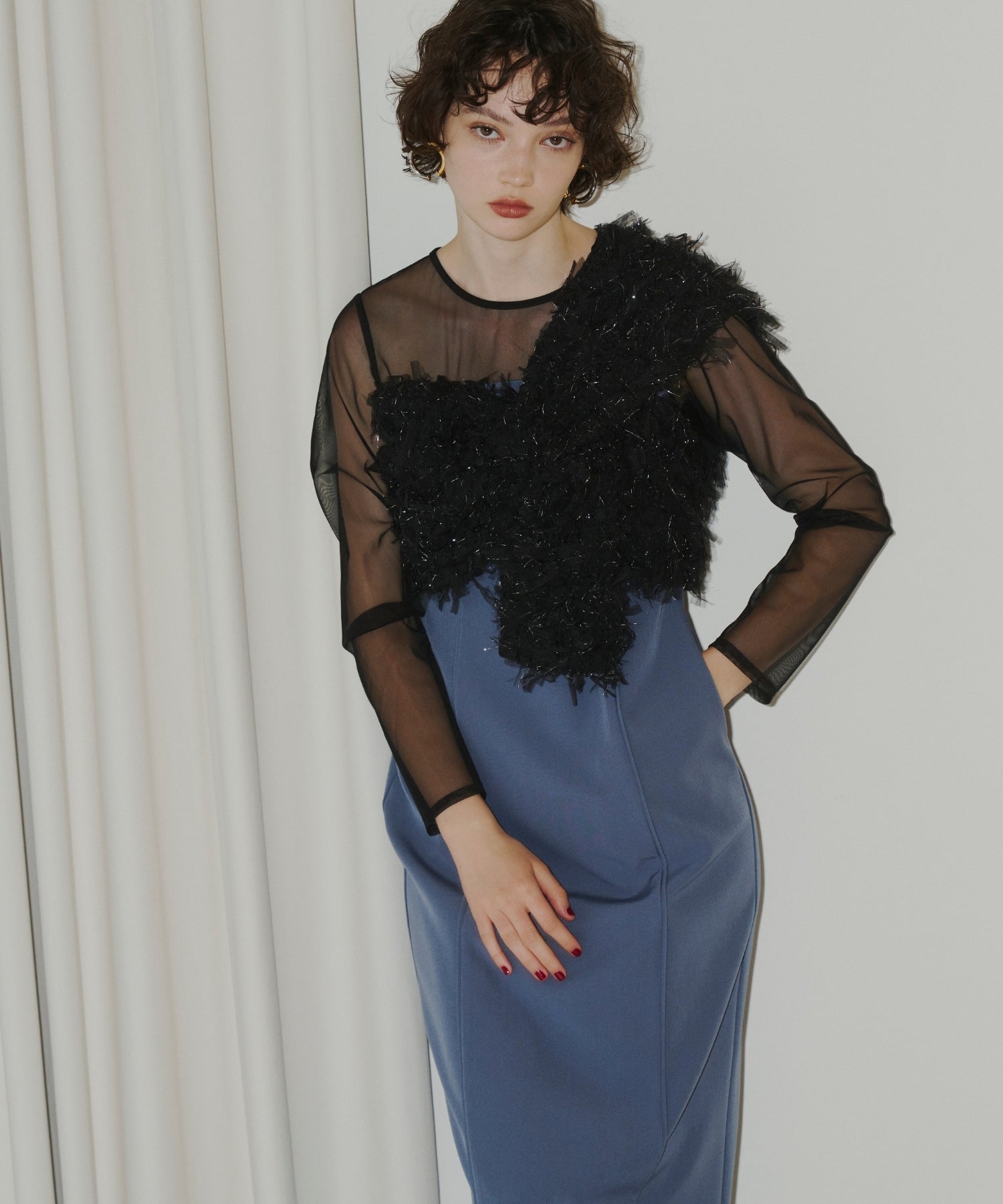 美品✨️ANDRESD fringe glitter knot dress 　L FRINGE GLITTER KNOT DRESS
