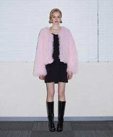 VOLUME TULLE JACKET ピンク 正面全身