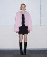 VOLUME TULLE JACKET ピンク 正面全身