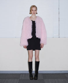 VOLUME TULLE JACKET ピンク 正面全身