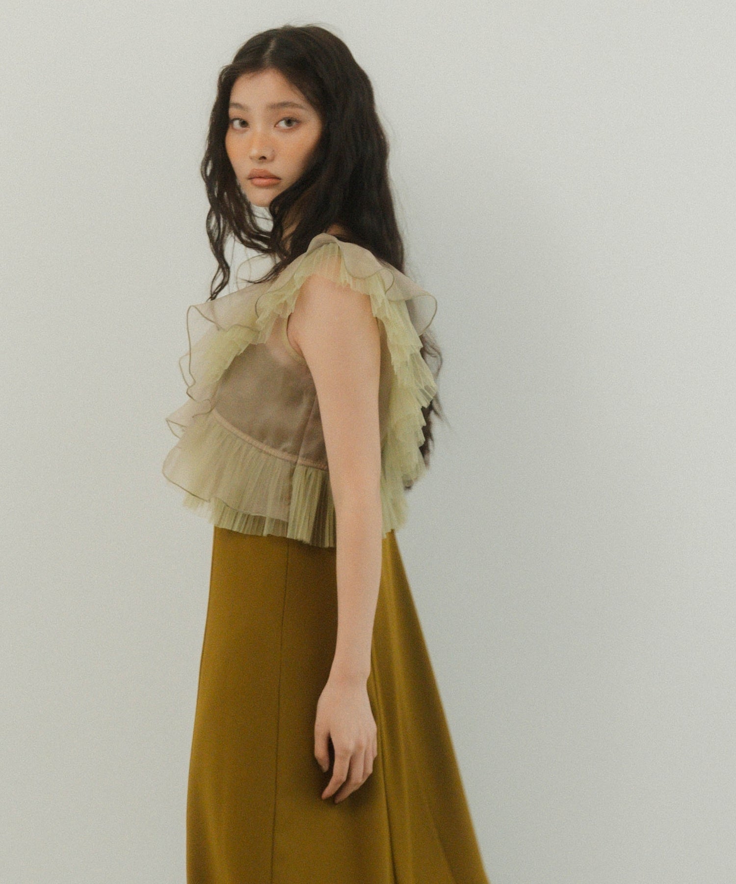 PLEATS TULLE DRESS