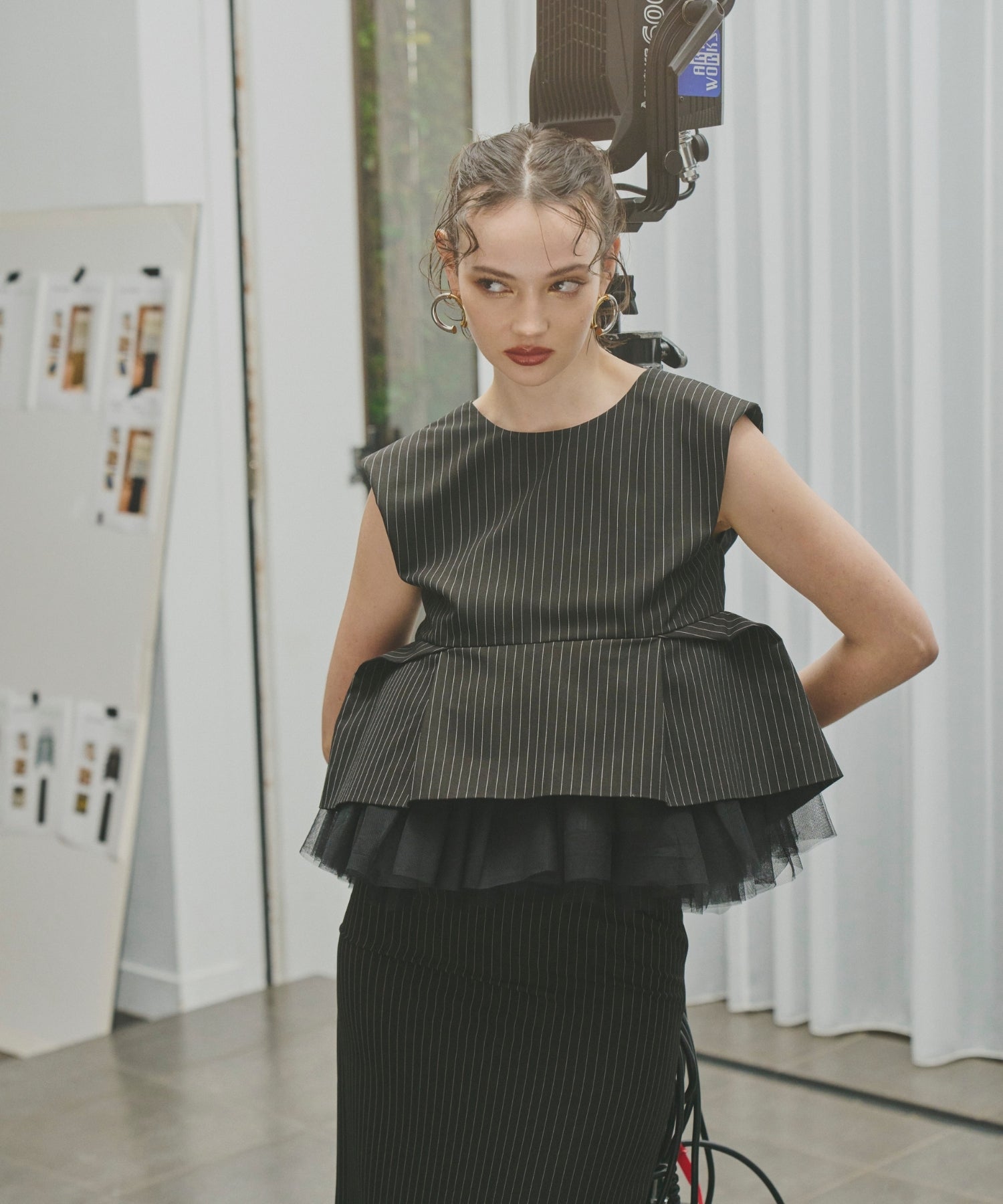 PINSTRIPE PEPLUM SETUP DRESS
