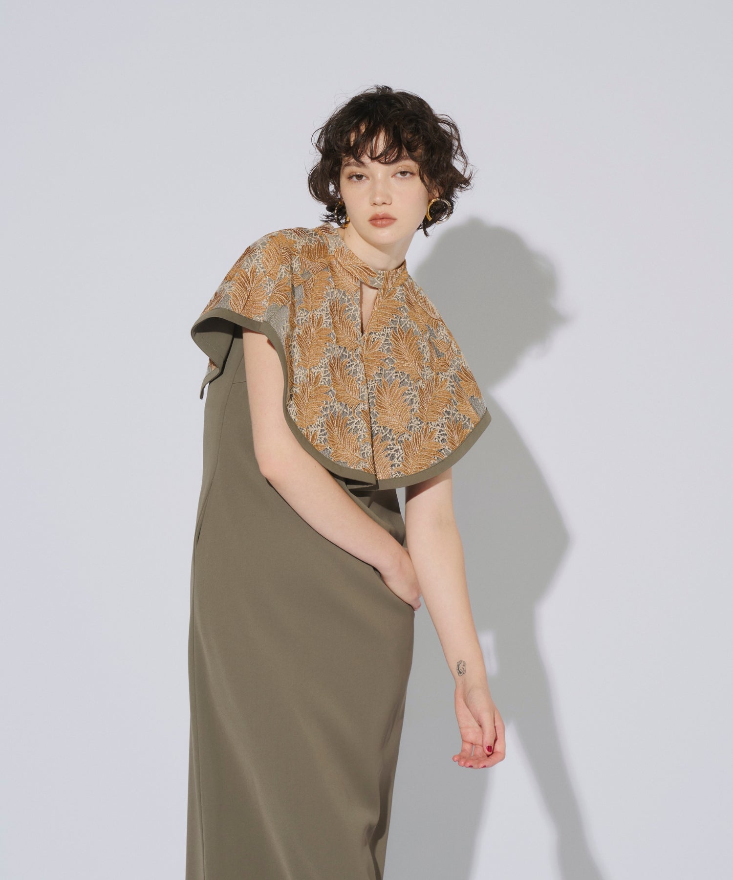 EMBROIDERY CAPE DRESS