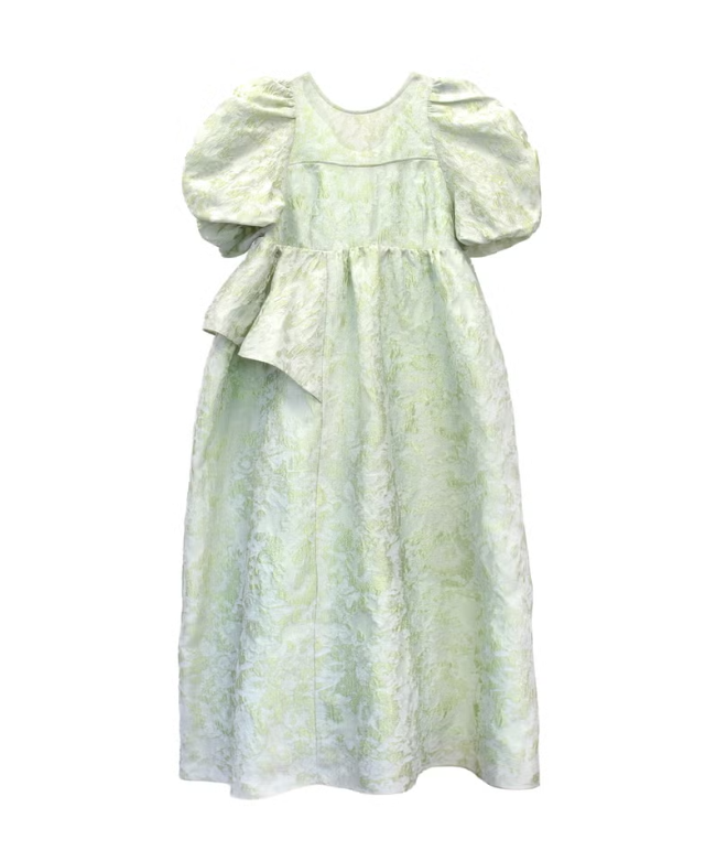 【POPUP】BUBBLE SLEEVE JACQUARD DRESS