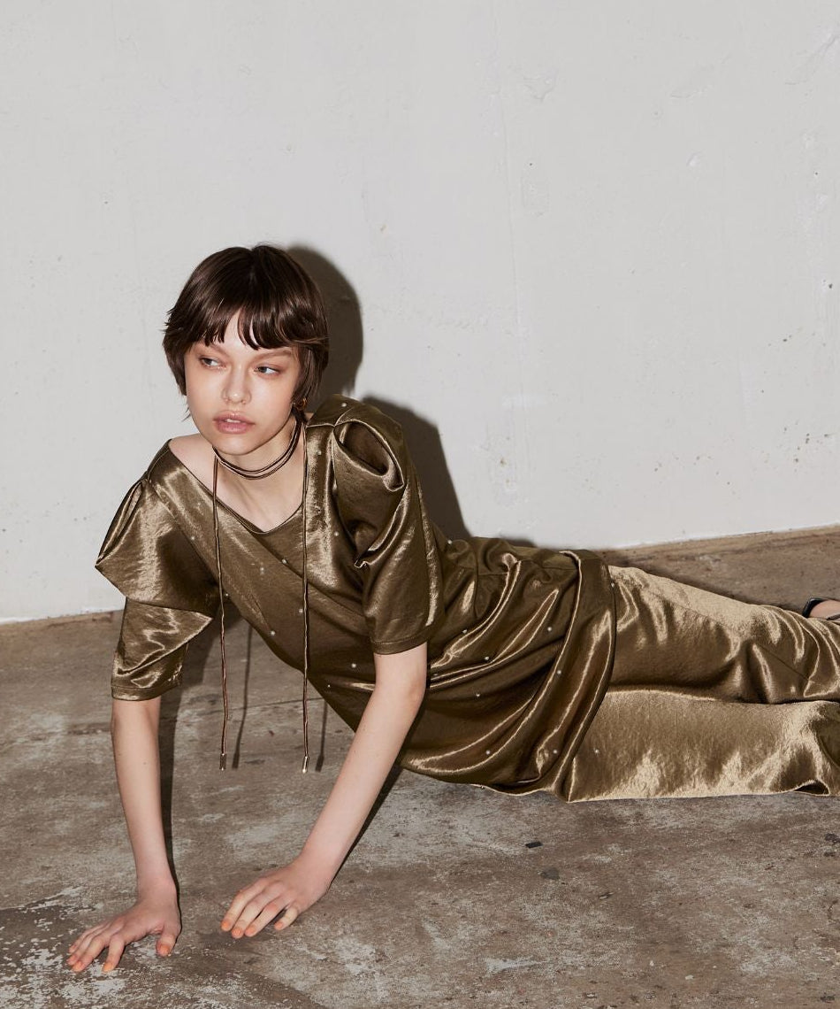 PEARL GLOW SATIN DRESS