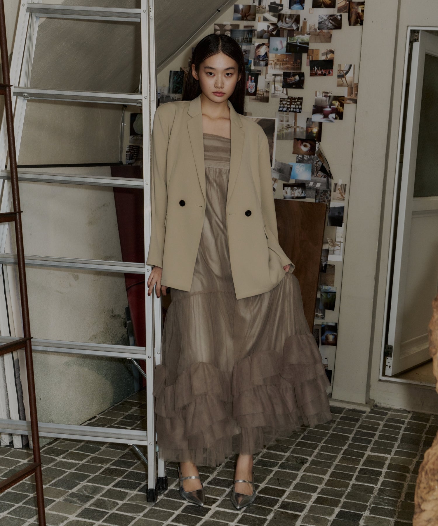 VOLUME TULLE JACKET SET DRESS