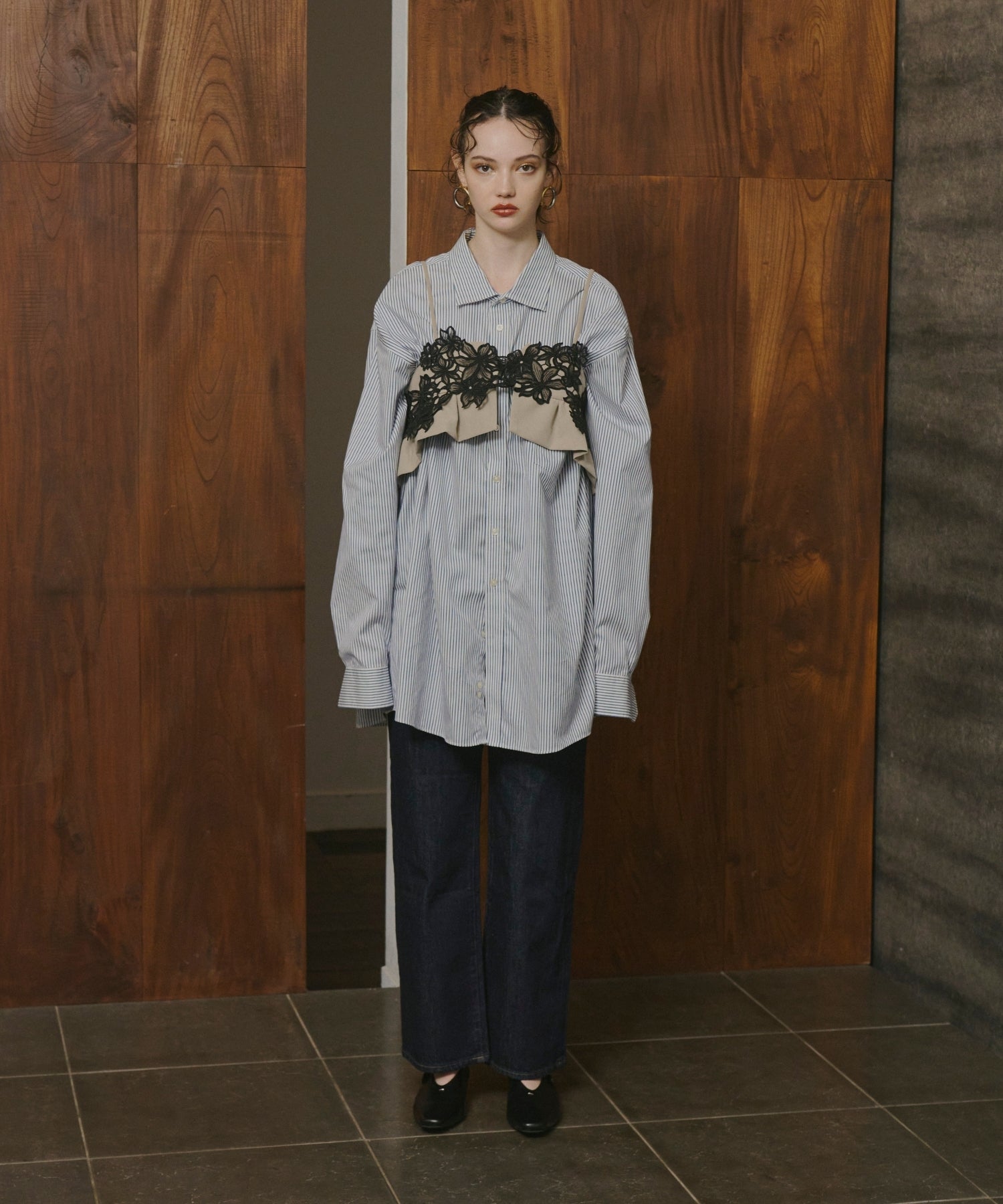 PINSTRIPE TAILORED BUSTIER DRESS
