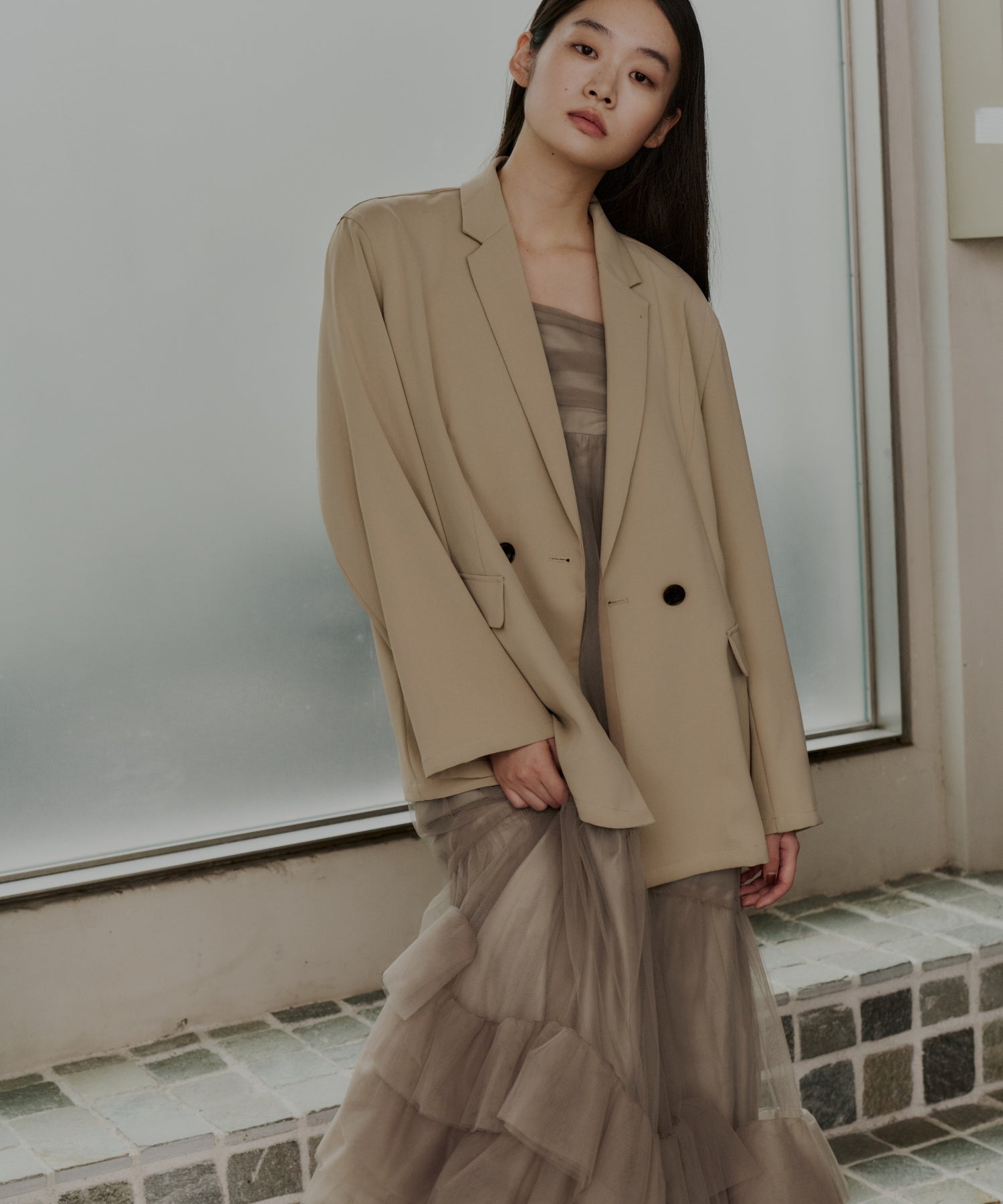 VOLUME TULLE JACKET SET DRESS