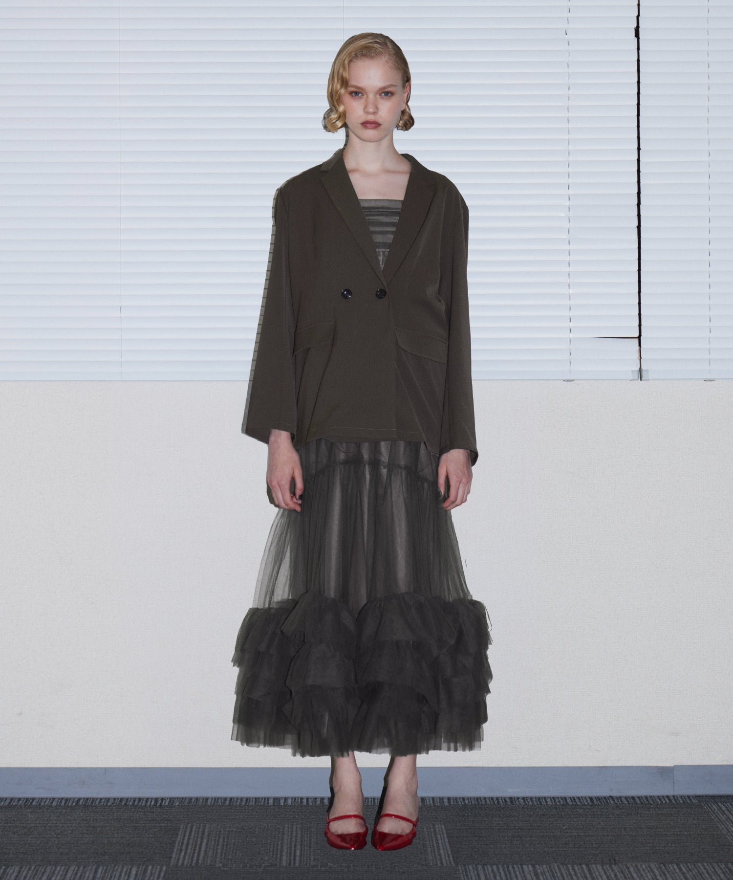 VOLUME TULLE JACKET SET DRESS
