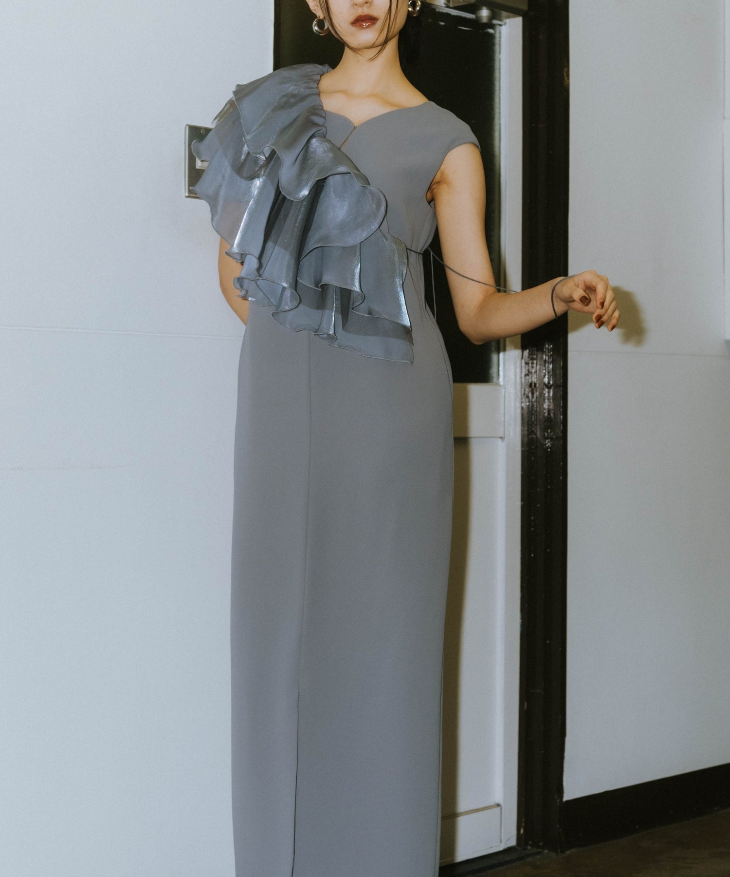 【今月まで】ANDRESD glossy multi ruffle dress GLOSSY MULTI RUFFLE DRESS