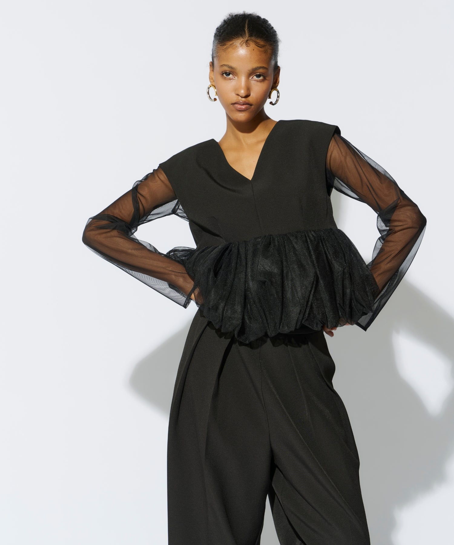 PEPLUM TULLE SET UP PANTS DRESS