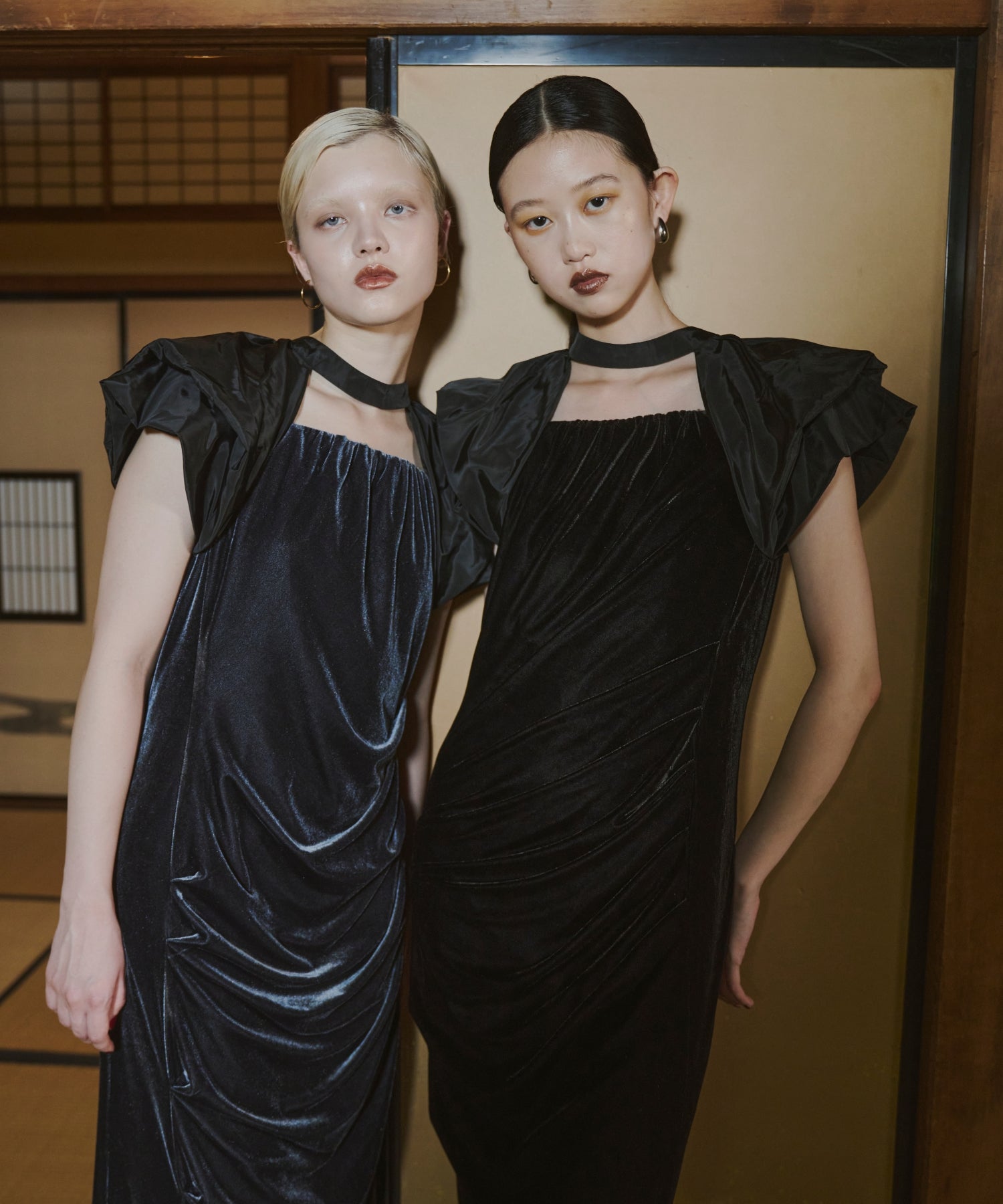 ANDRESD ドレープベロアドレス / drape velour dress DRAPE VELOUR DRESS